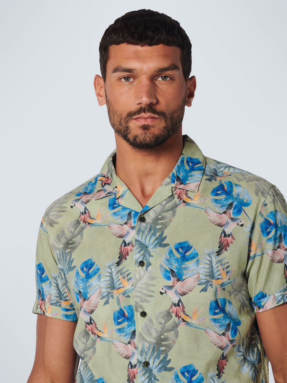No Excess - Parrot Print SS Shirt - Smoke