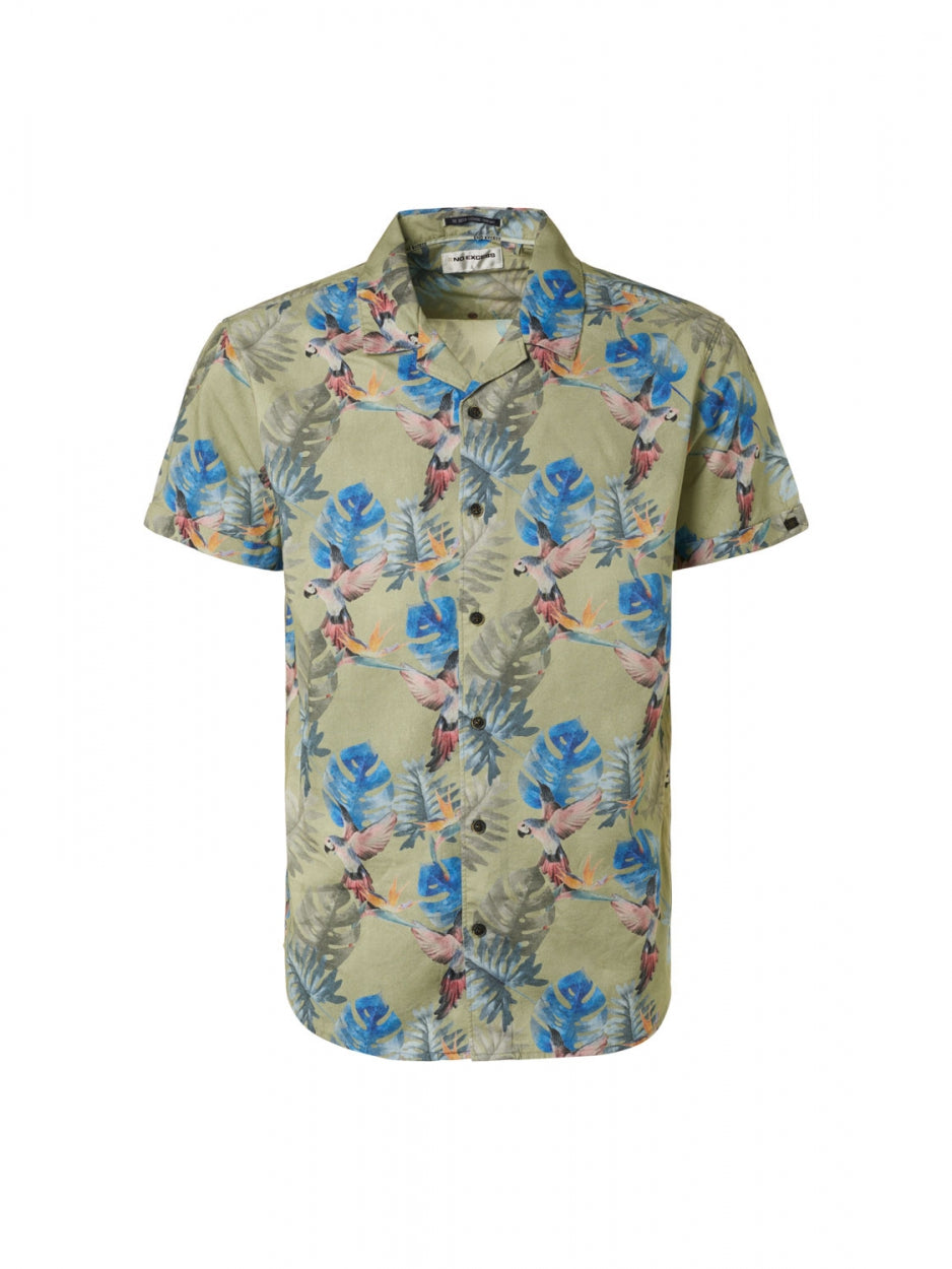 No Excess - Parrot Print SS Shirt - Smoke