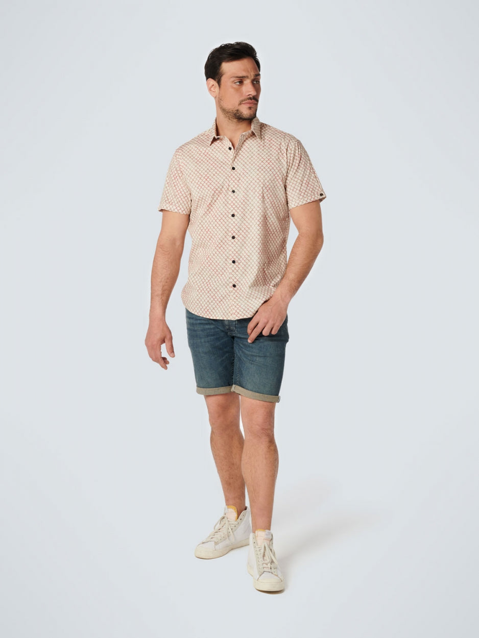 No Excess - Mesh Wire Print SS Shirt - Old Pink