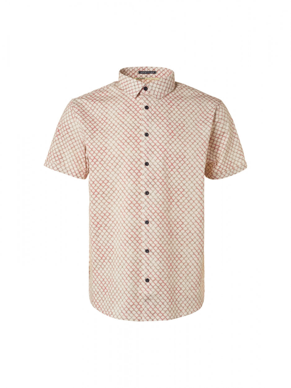 No Excess - Mesh Wire Print SS Shirt - Old Pink