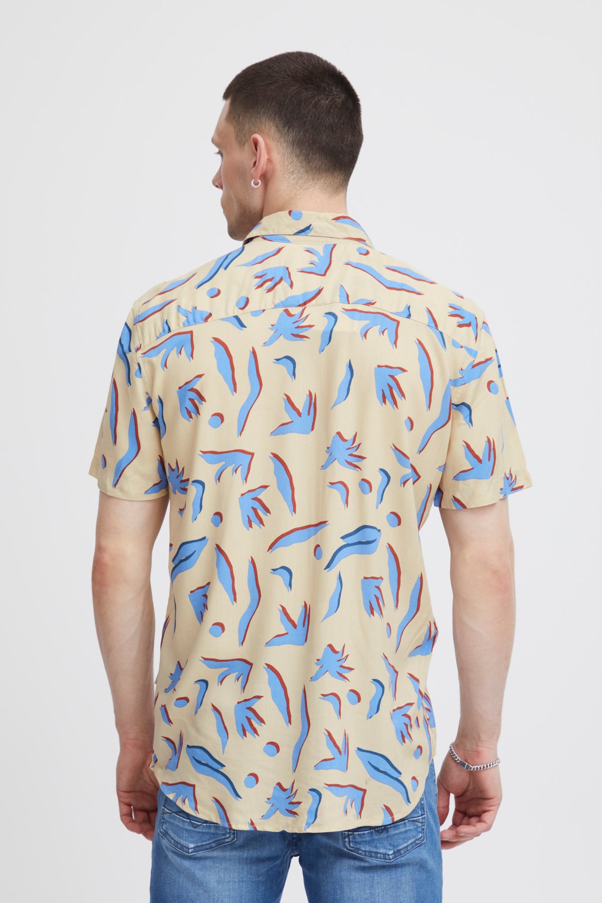 Blend - Geometric Print SS Shirt - Oyster Gray