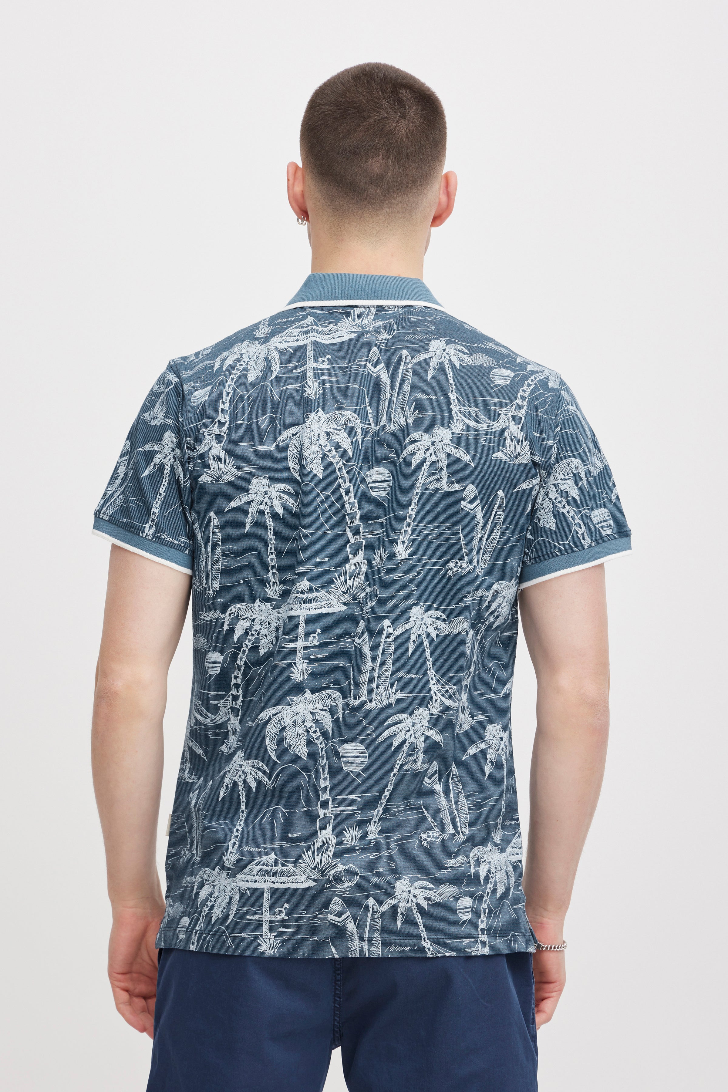 Blend - Tropical Island Print SS Polo - Captains Blue