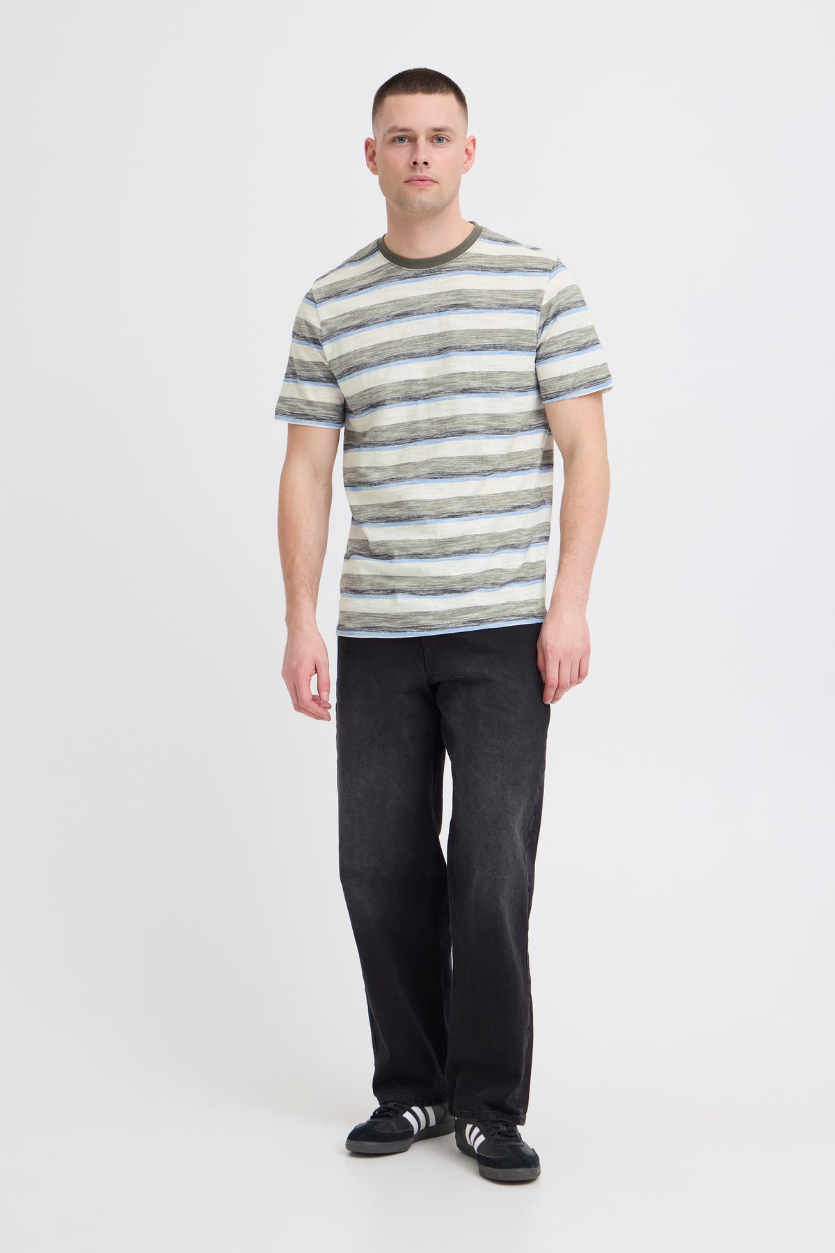Blend - Striped Tee - Dusty Olive