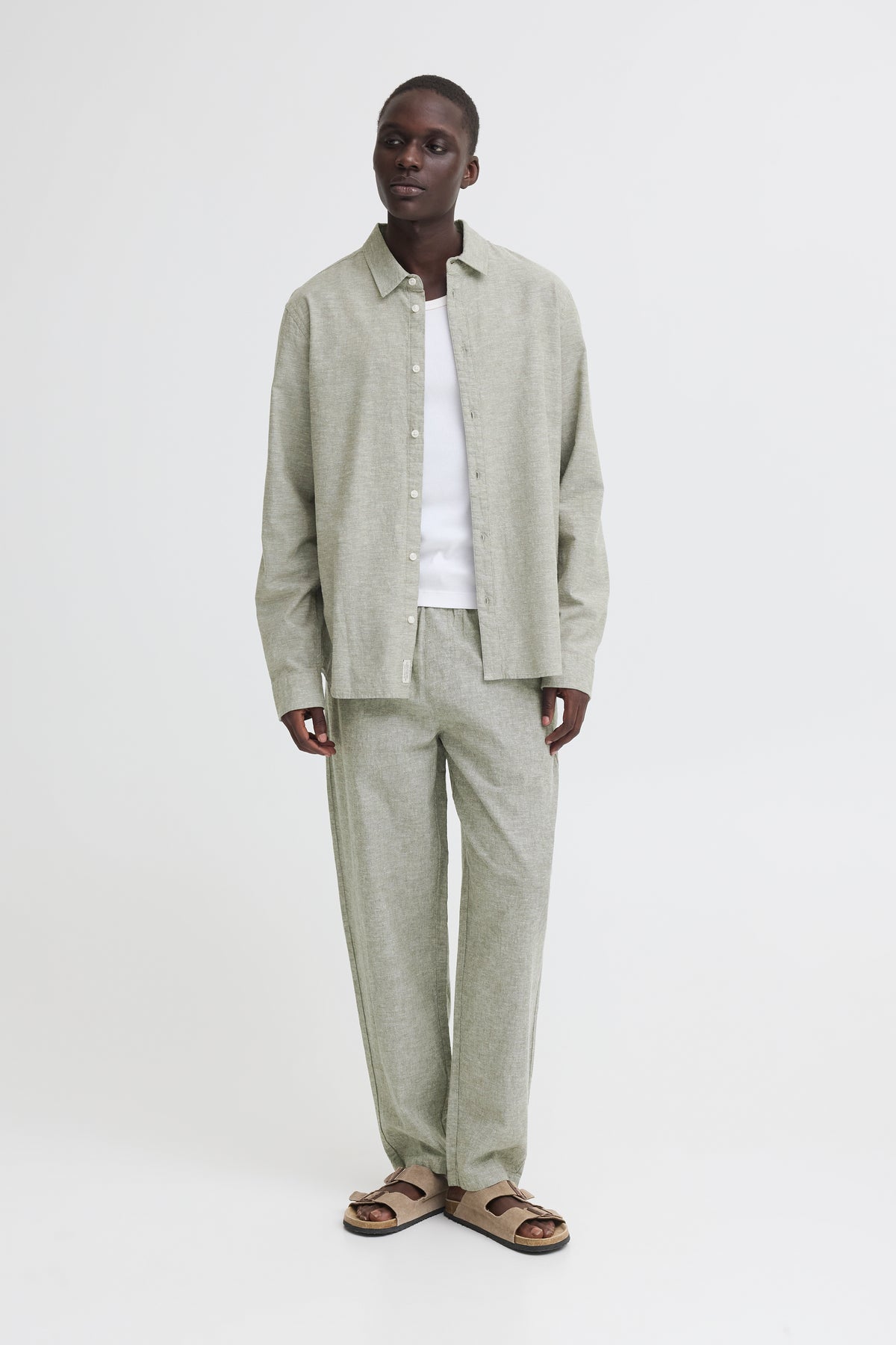 Blend - Linen Blend LS Shirt - Dusty Olive