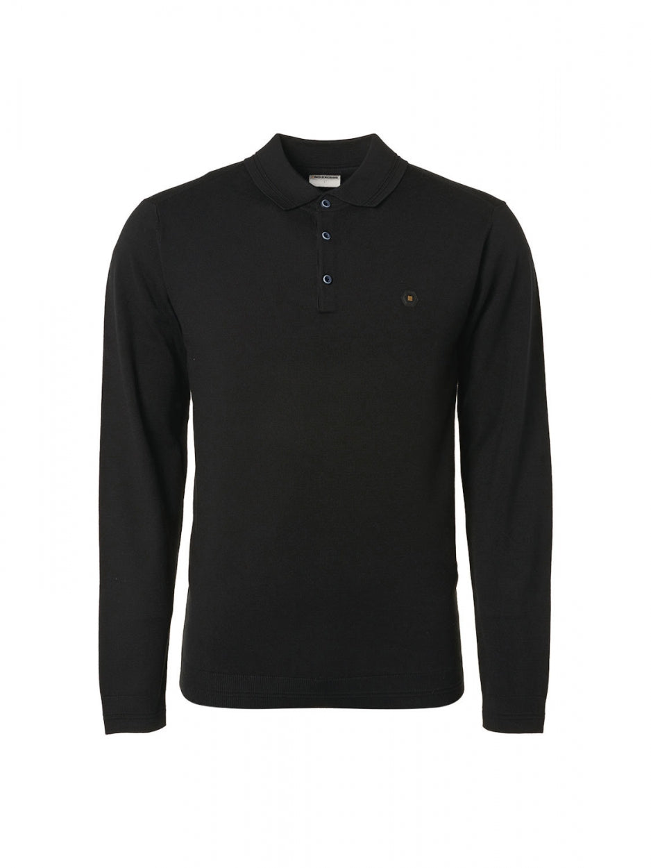 No Excess - Pullover LS Polo - Black