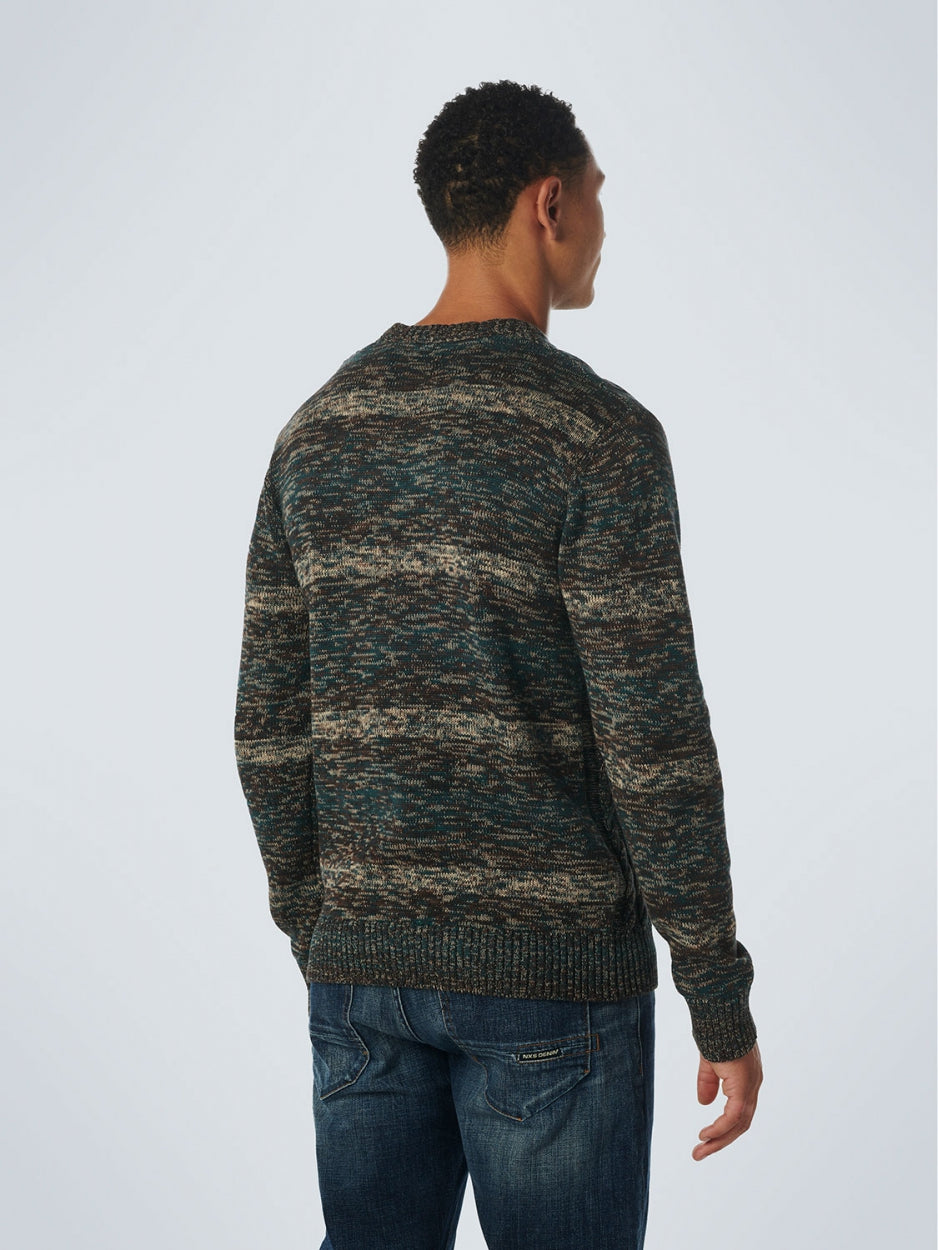 No Excess - Cable Jacquard Crewneck Pullover - Ocean