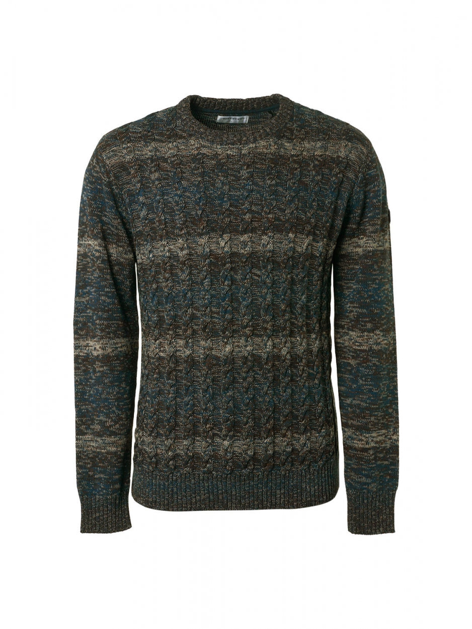No Excess - Cable Jacquard Crewneck Pullover - Ocean