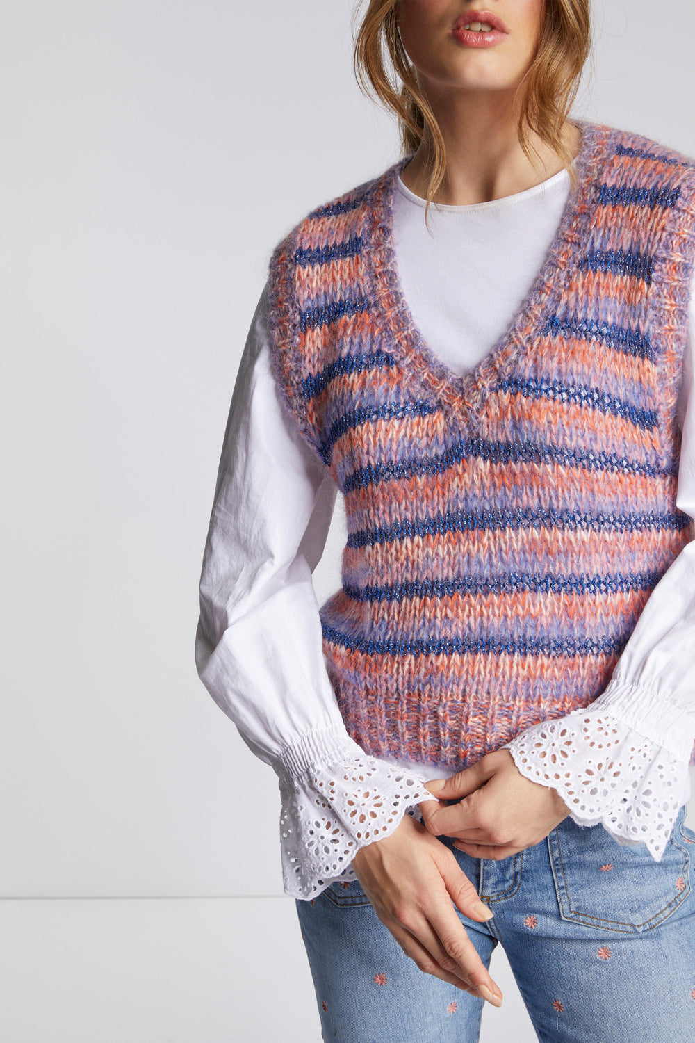 Rich & Royal - Striped Knit Vest - Original