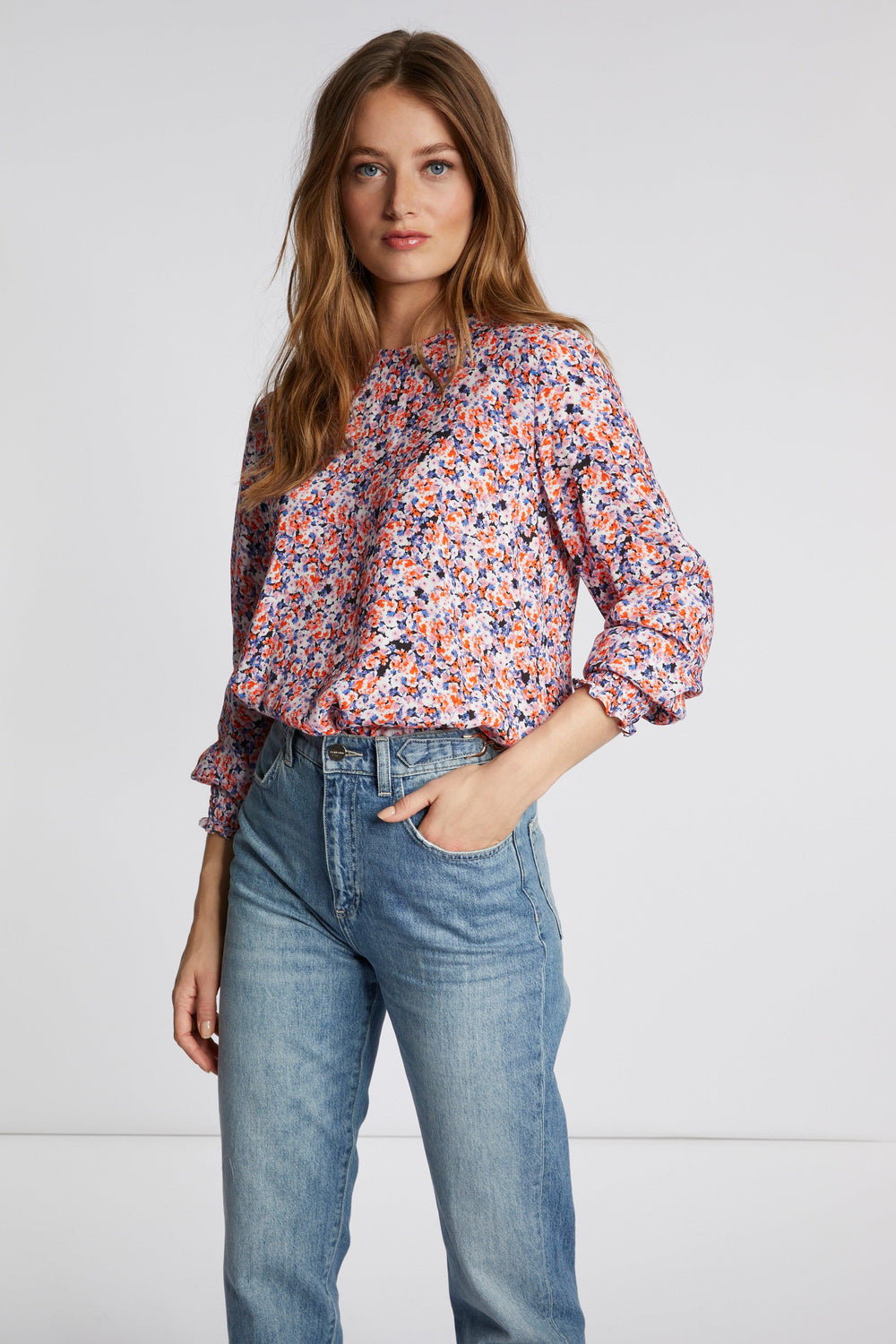 Rich & Royal - Floral Printed Blouse - Flame