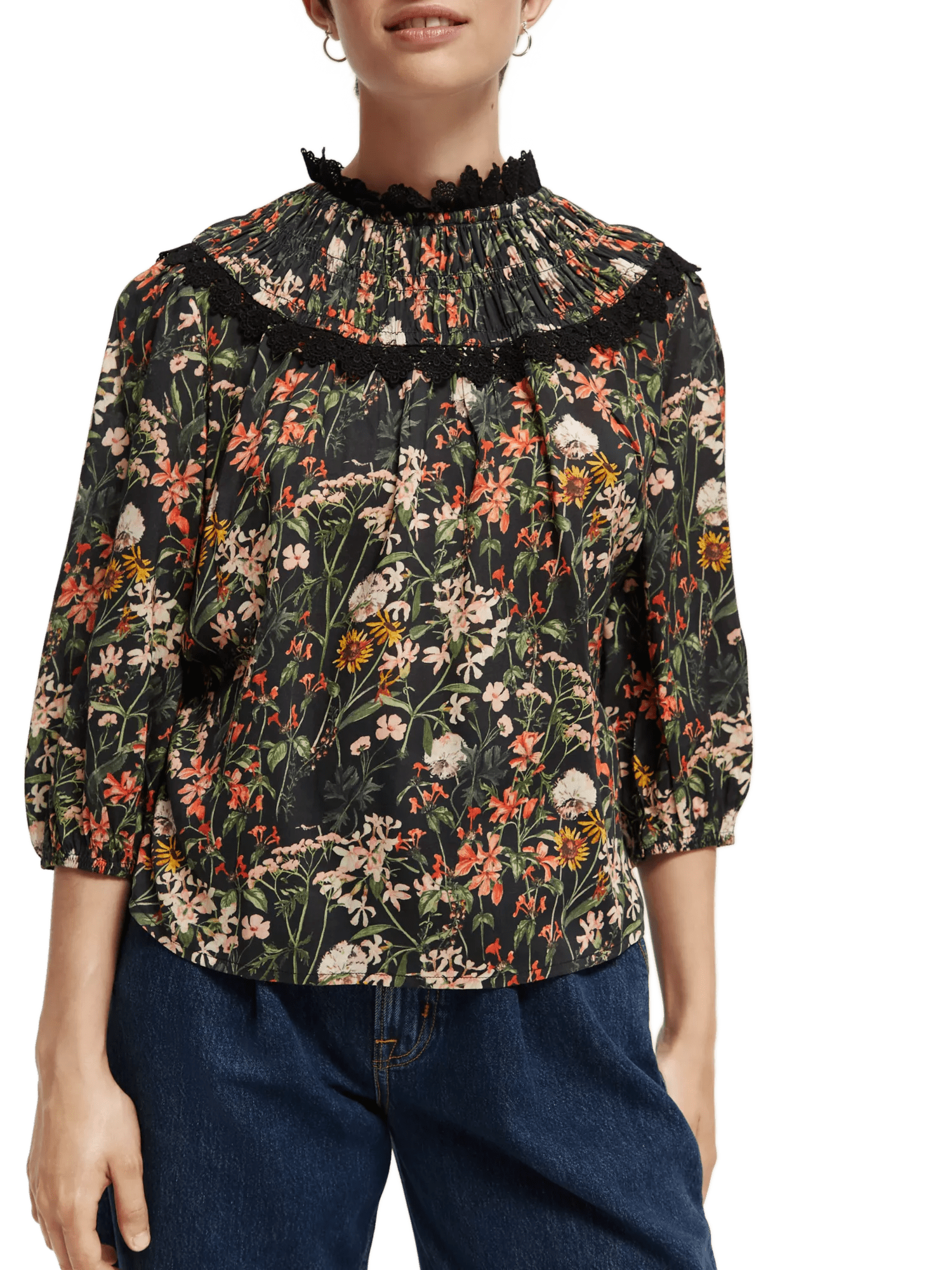 Maison Scotch - Printed Smock Top - Meadow Rhubarb