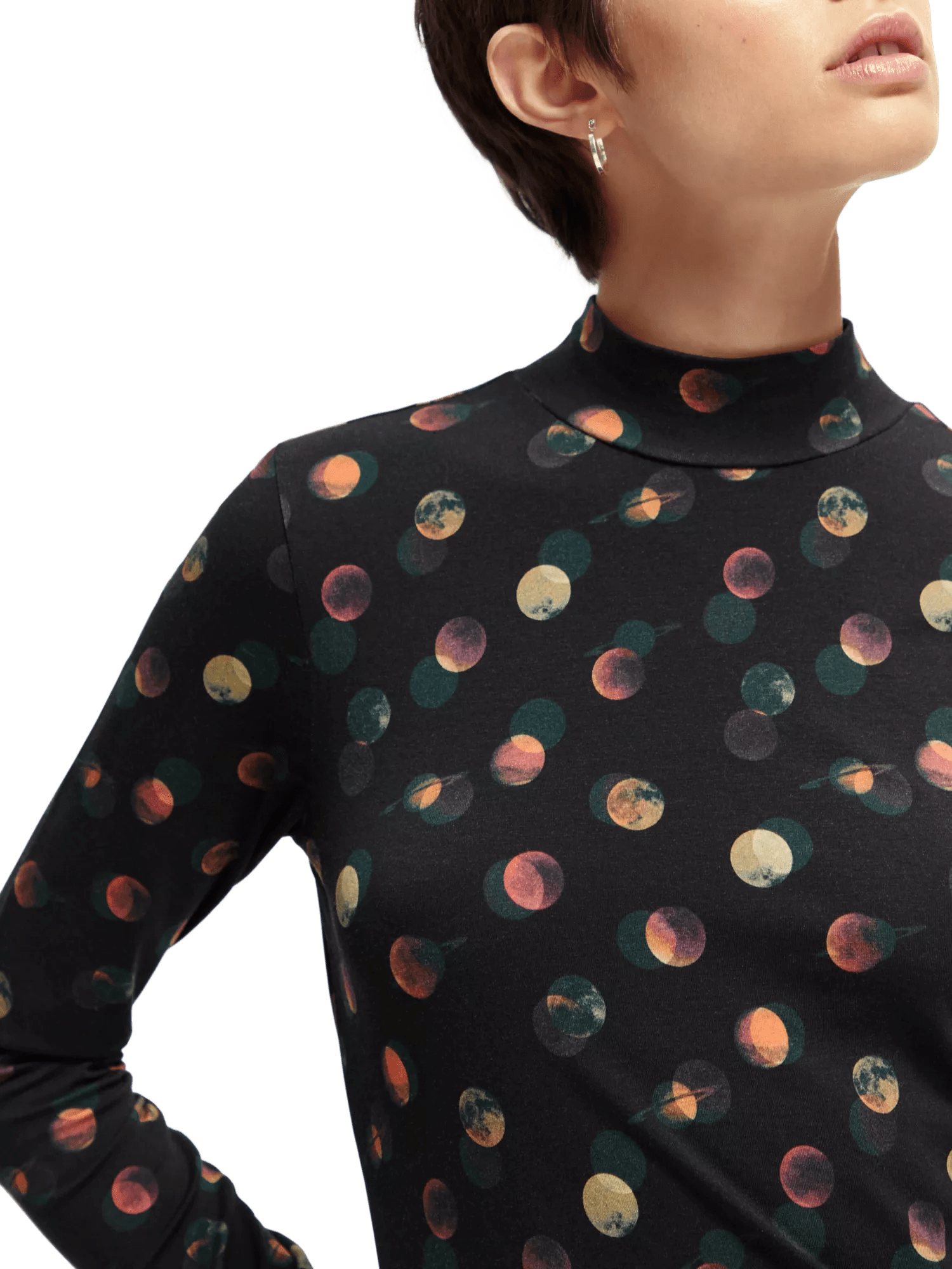 Maison Scotch - Printed Slim Fit LS Turtleneck Tee - Planets
