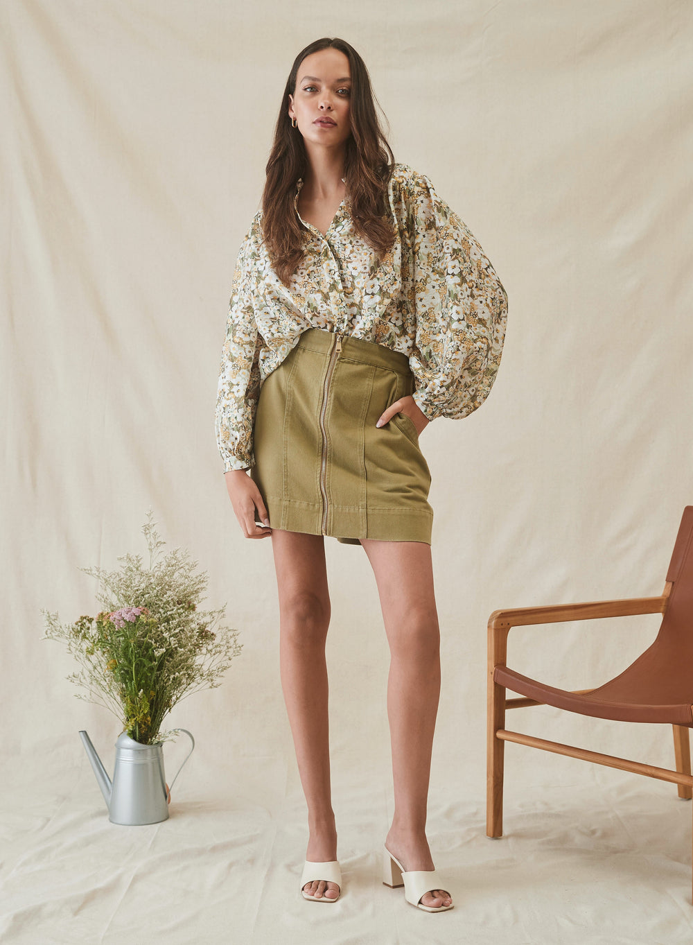 Esmaee - Indie Denim Skirt - Sage