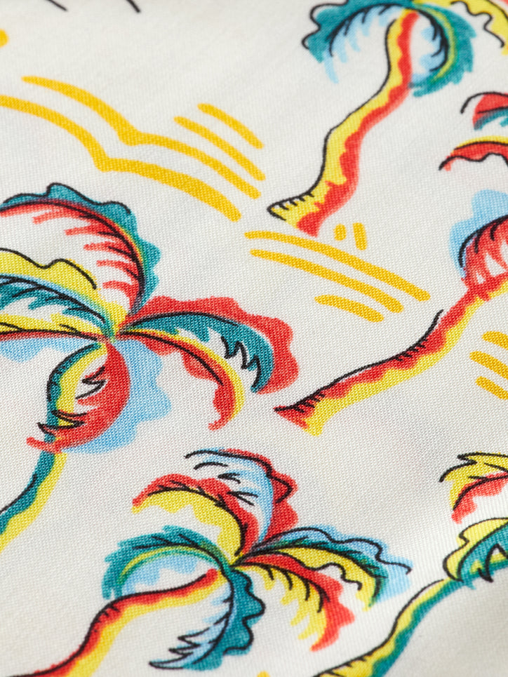 Scotch & Soda - Printed Camp SS Shirt - White Palmtree Island