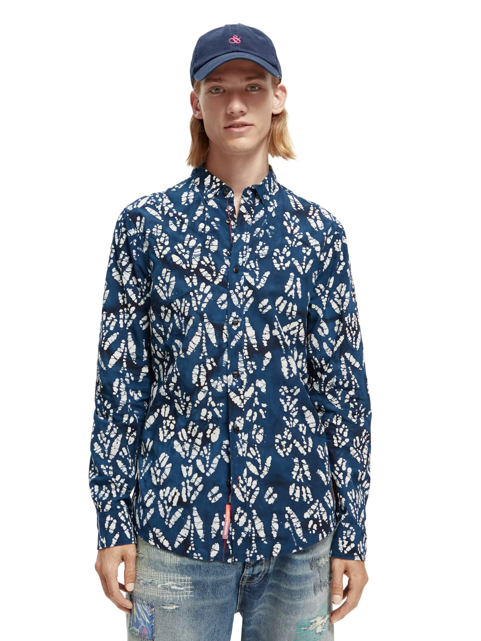Scotch & Soda - Slim Fit Printed Poplin Shirt - Navy Dapple
