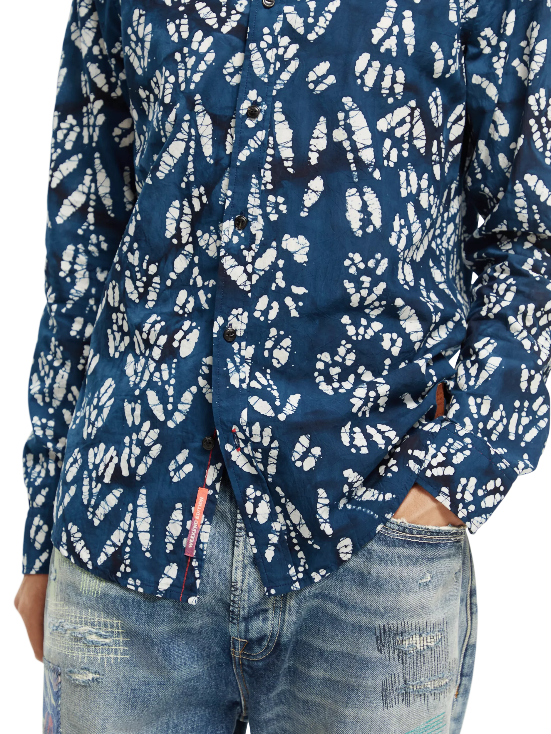 Scotch & Soda - Slim Fit Printed Poplin Shirt - Navy Dapple