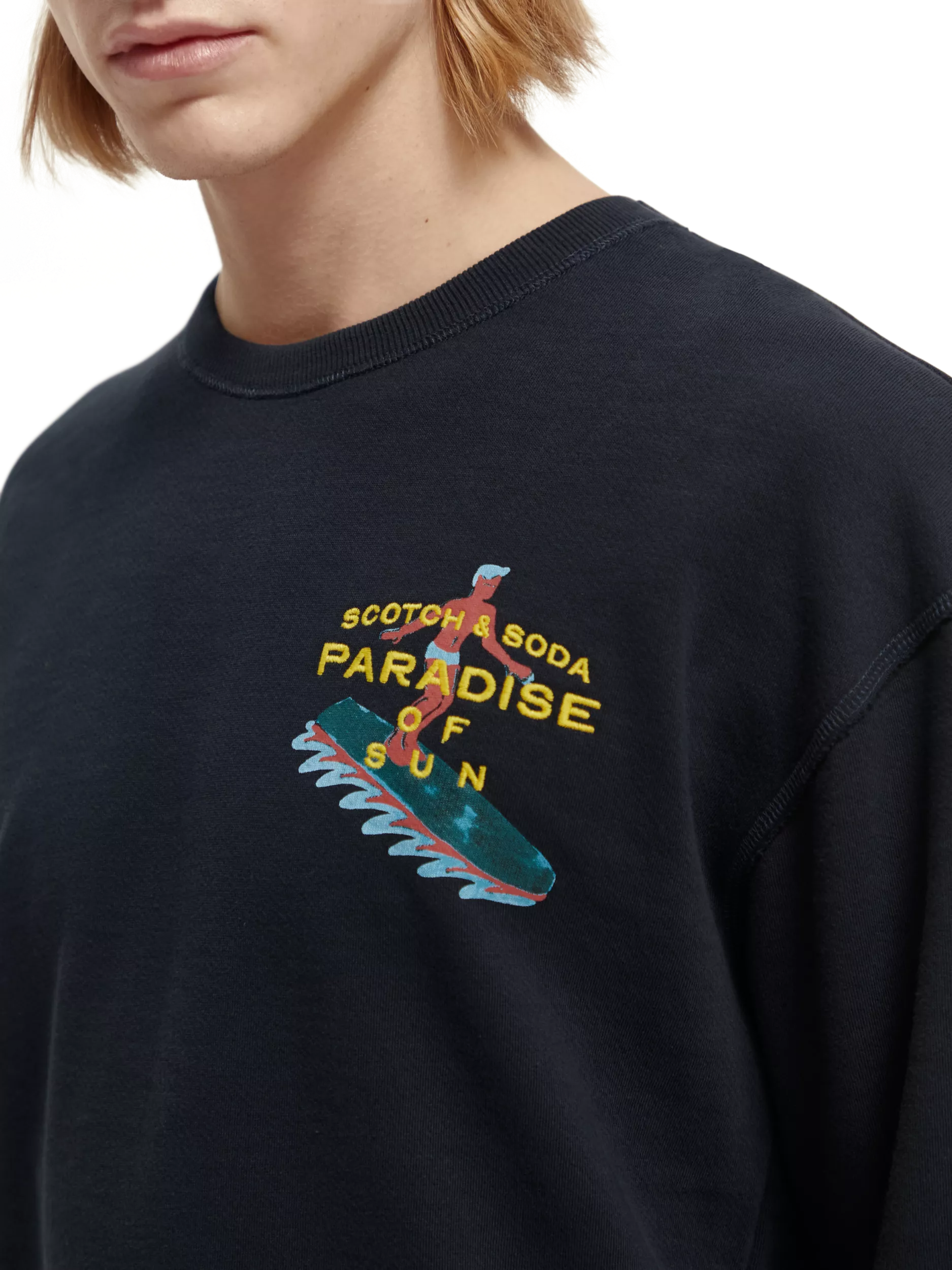 Scotch & Soda - Relaxed Fit Artwork Sweatshirt - Navy