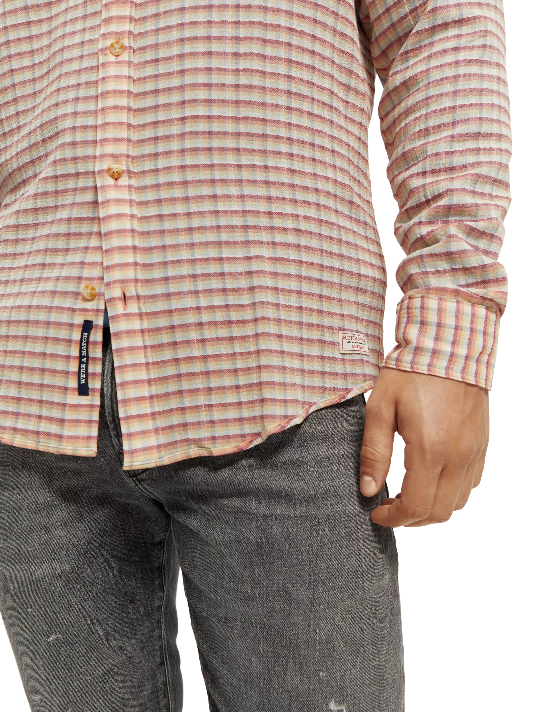 Scotch & Soda - Relaxed Fit Checked Seersucker Shirt - White/Multi