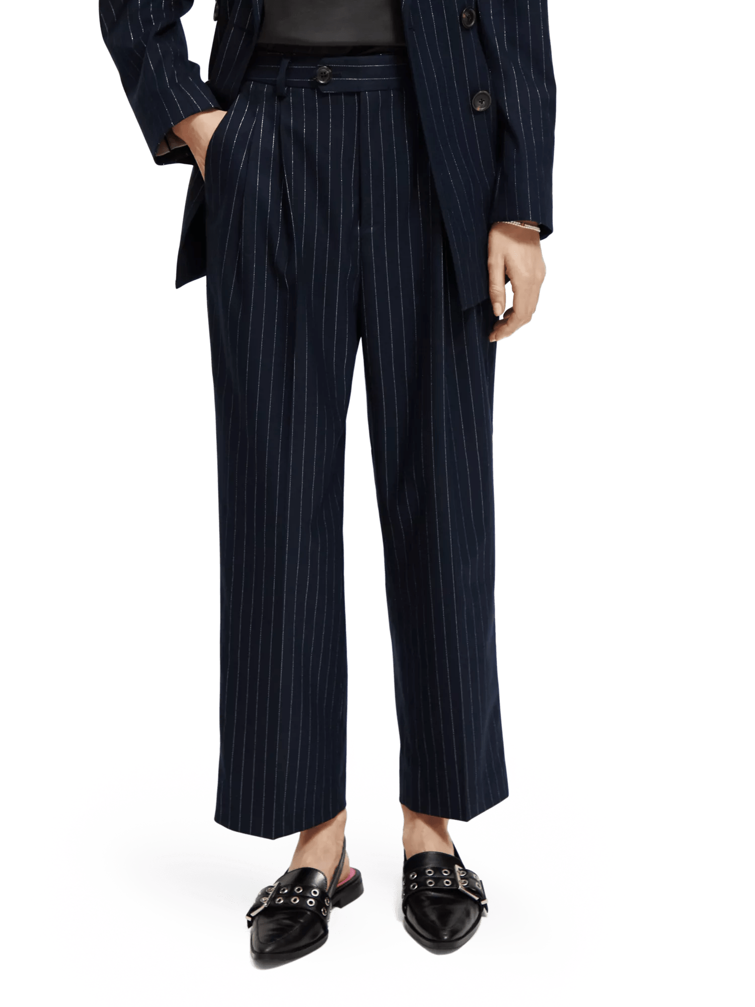 Maison Scotch - Loose Tapered Fit Pinstripe Pant - Night Pinstripe