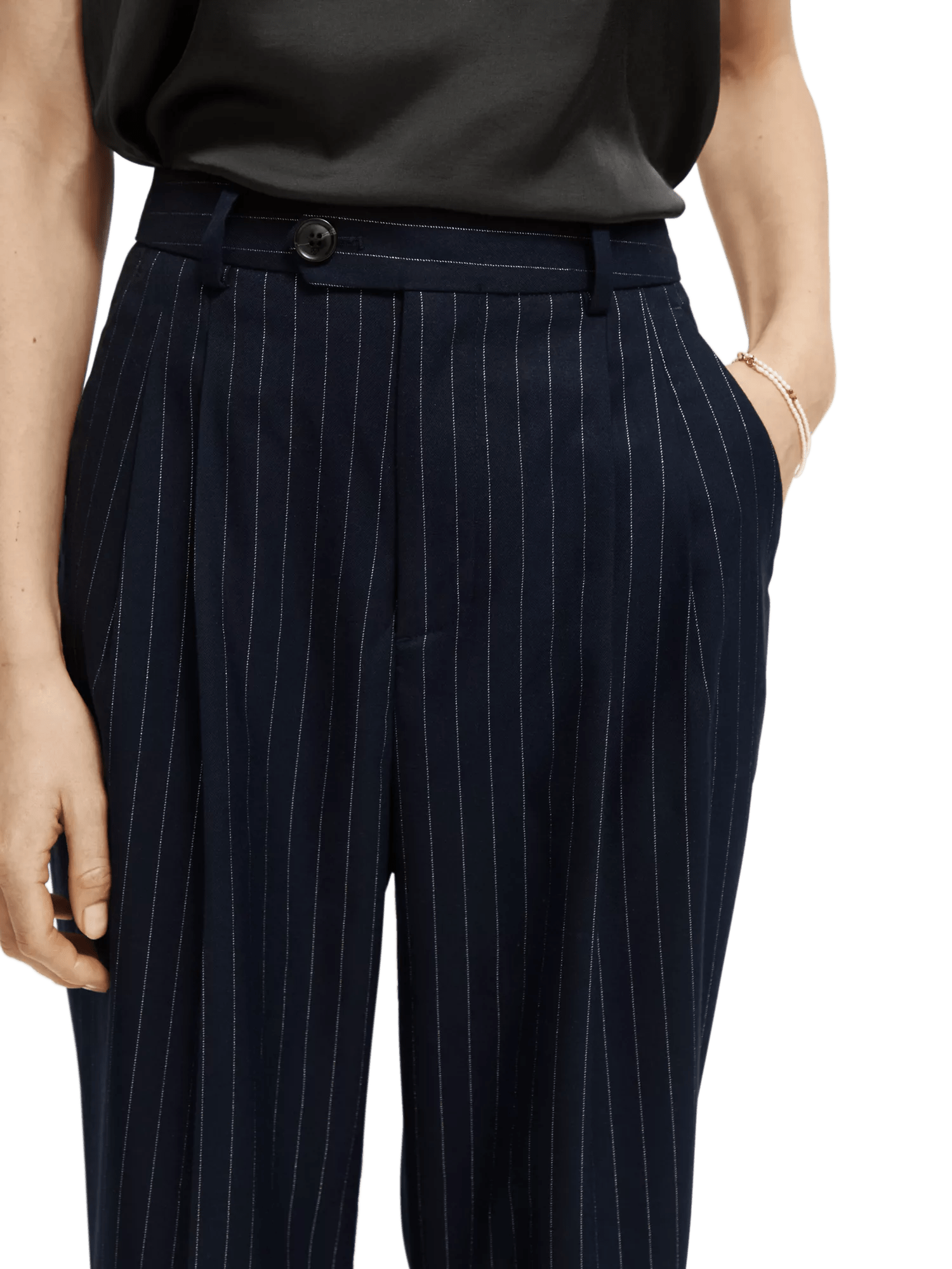 Maison Scotch - Loose Tapered Fit Pinstripe Pant - Night Pinstripe