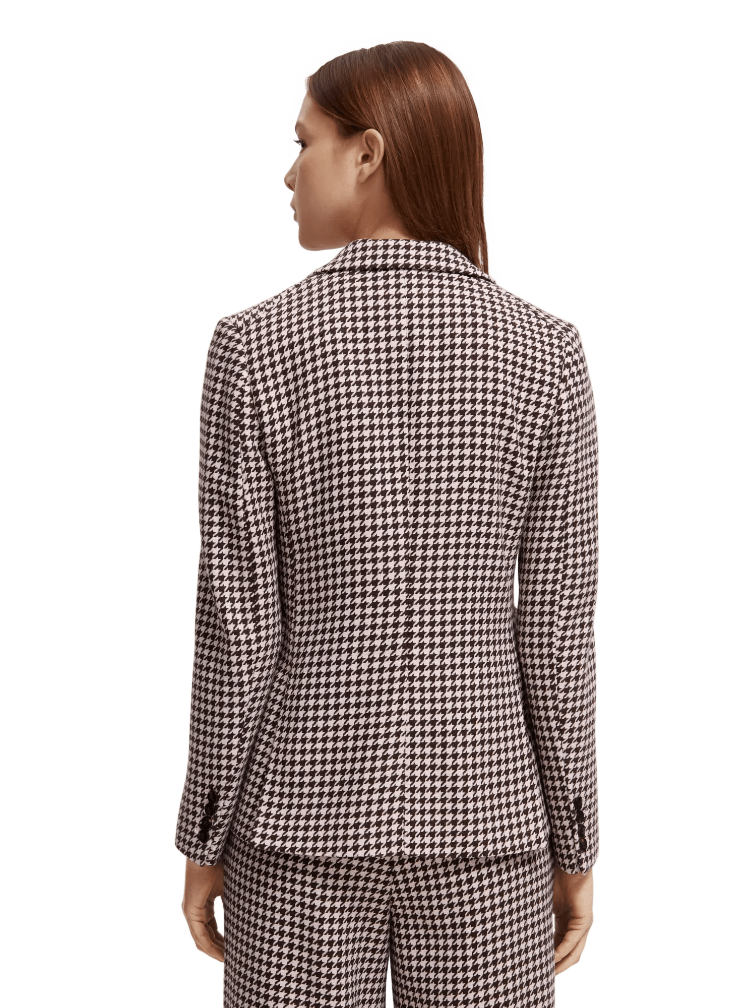 Maison Scotch - Single-Breasted Blazer - Houndstooth Pink Cloud