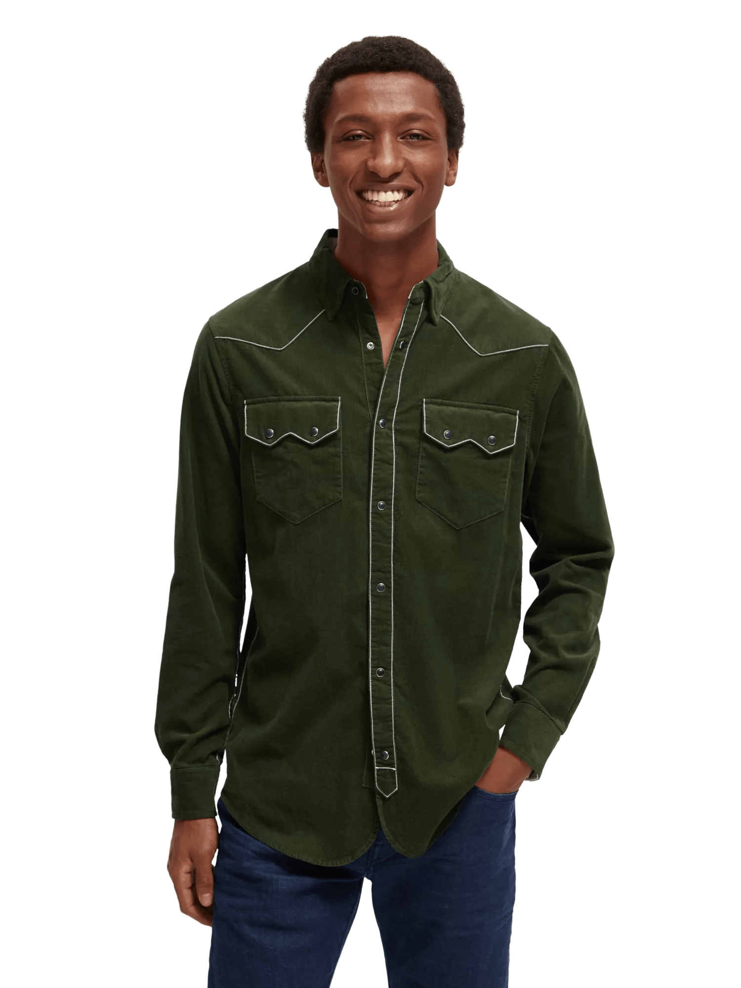 Scotch & Soda - Corduroy Western Shirt - Field Green