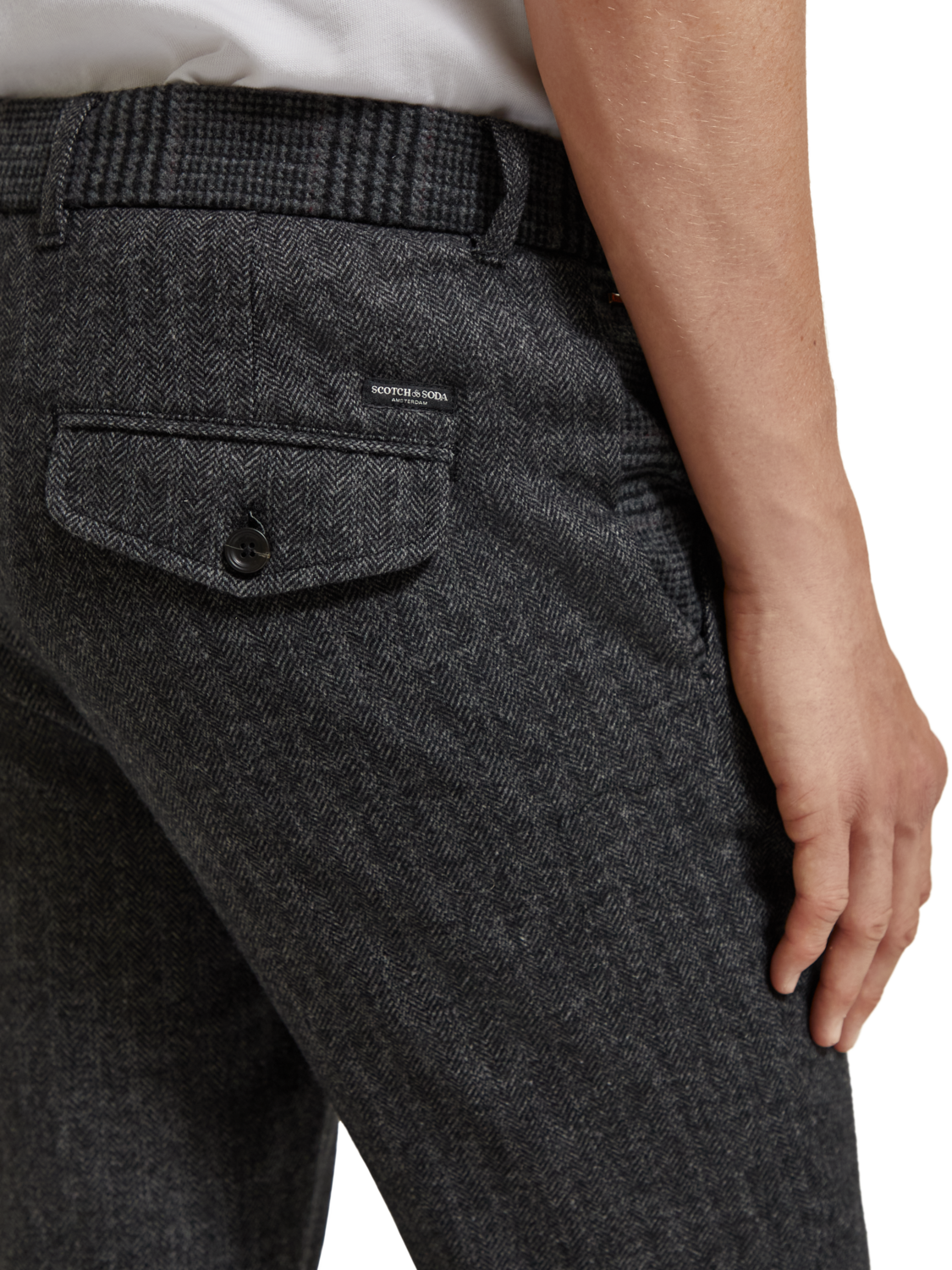 Scotch & Soda - Stuart Regular Slim Fit Chino - Grey Black Herringbone