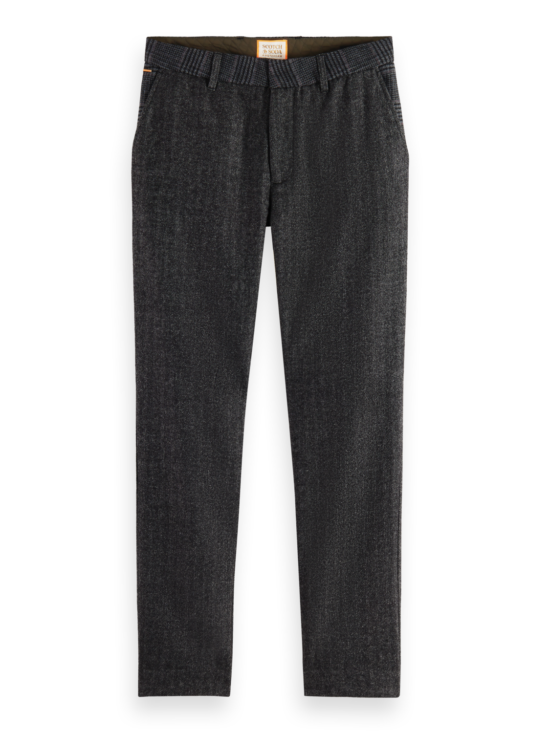 Scotch & Soda - Stuart Regular Slim Fit Chino - Grey Black Herringbone