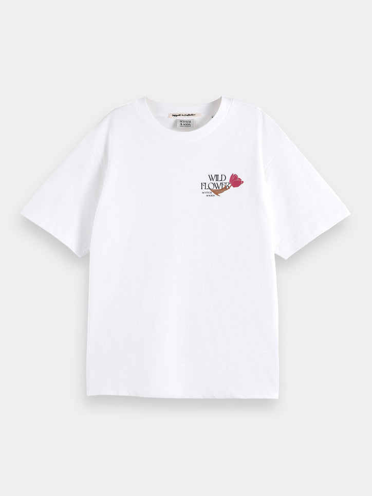 Maison Scotch - Loose Fit Wildflower Artwork Tee - White