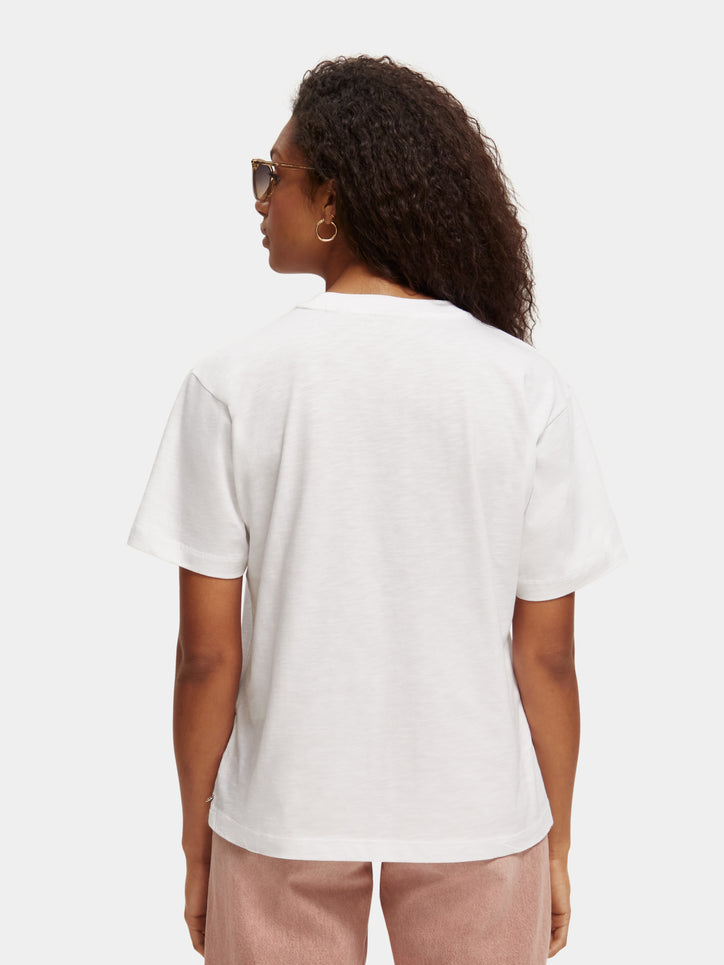 Maison Scotch - Loose Fit Wildflower Artwork Tee - White