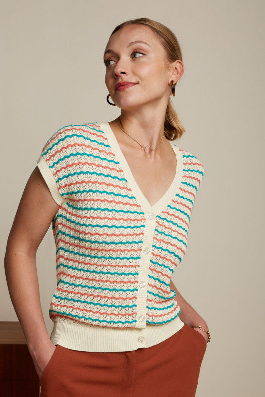 King Louie - Cardi V Top Florio - Cream