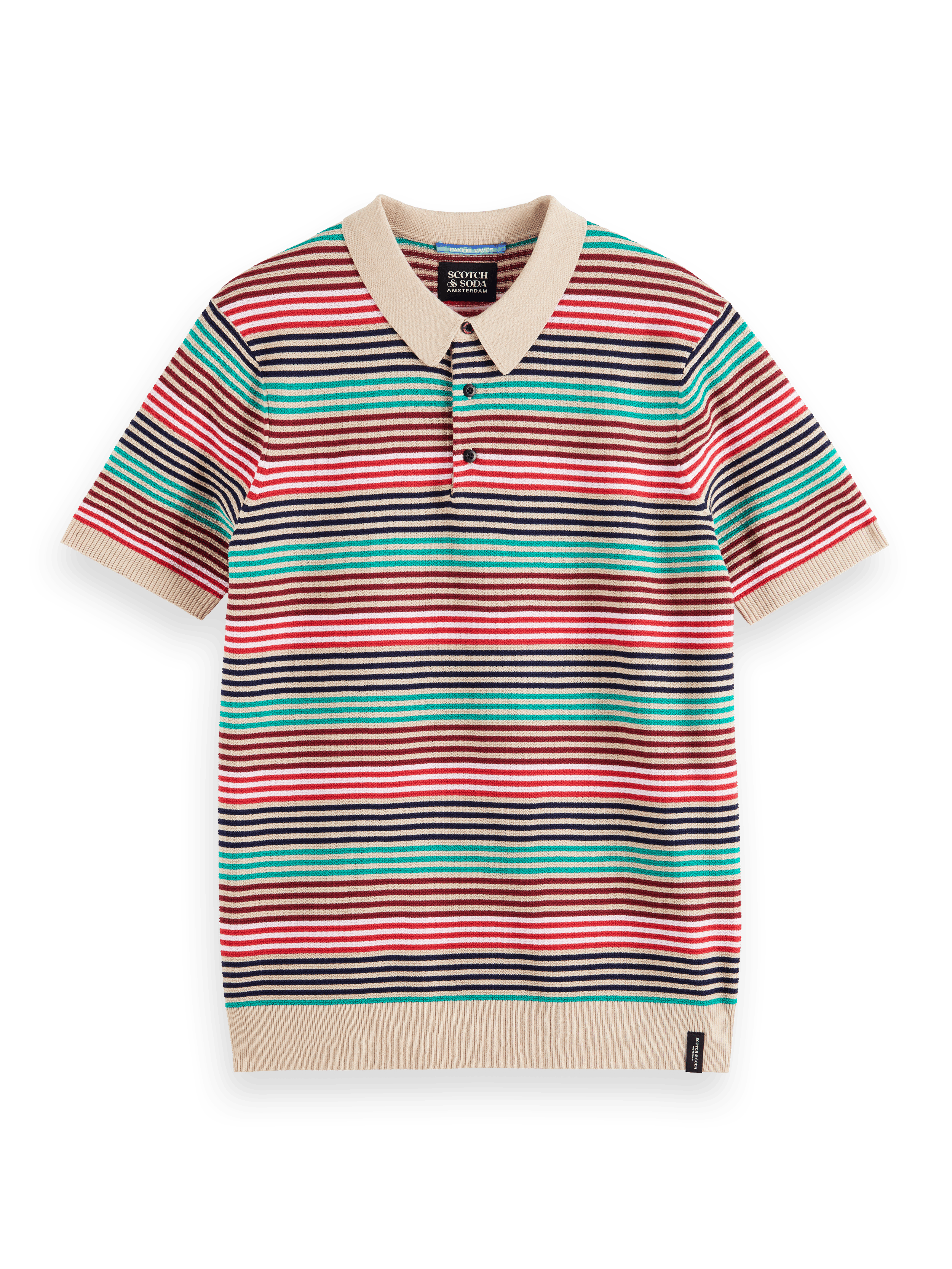 Scotch & Soda - Structured Stripe Knitted Polo - Multi Stripe