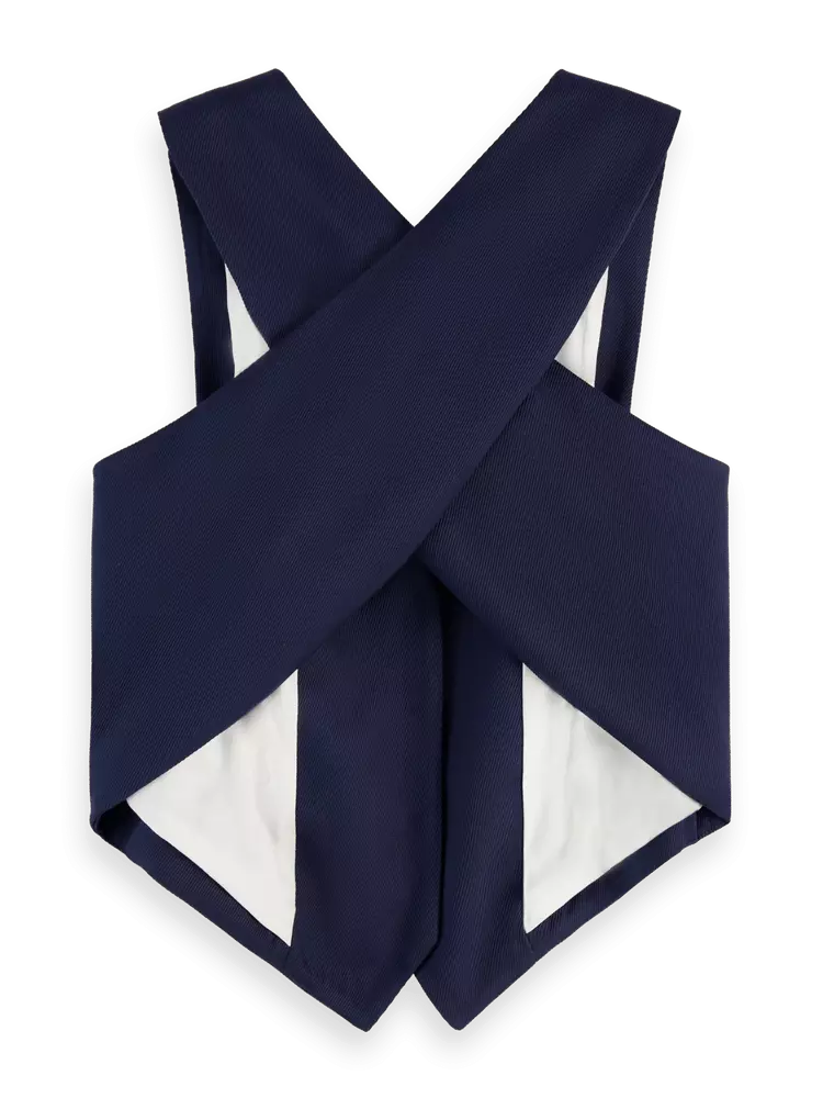 Maison Scotch - Cross Back Gabardine Twill Waistcoat - Navy