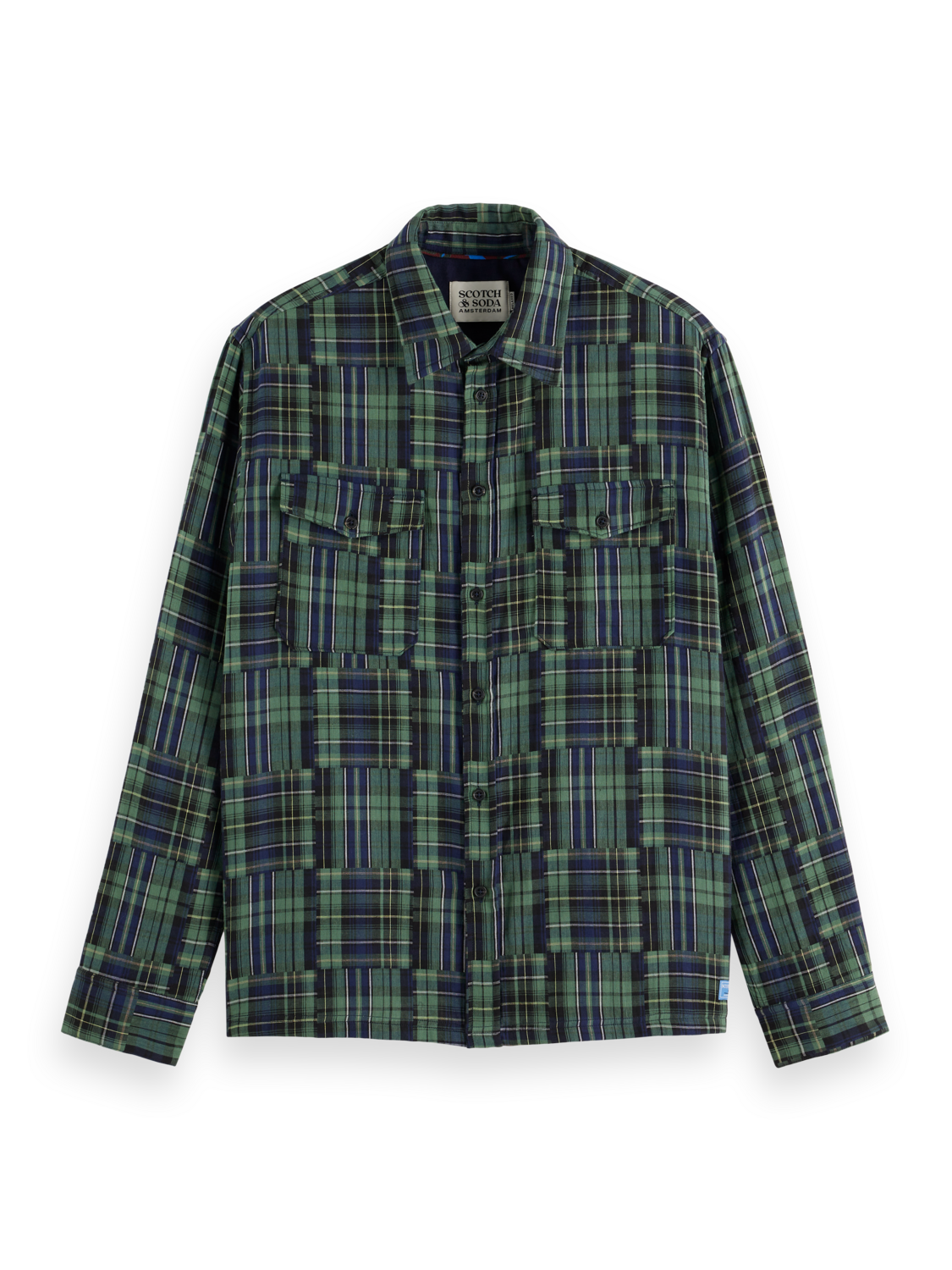 Scotch & Soda - Relaxed Fit Patchwork Shirt - Navy Check