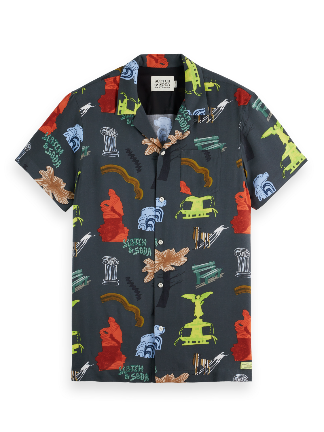 Scotch & Soda - Park Print Regular SS Shirt - Park Green