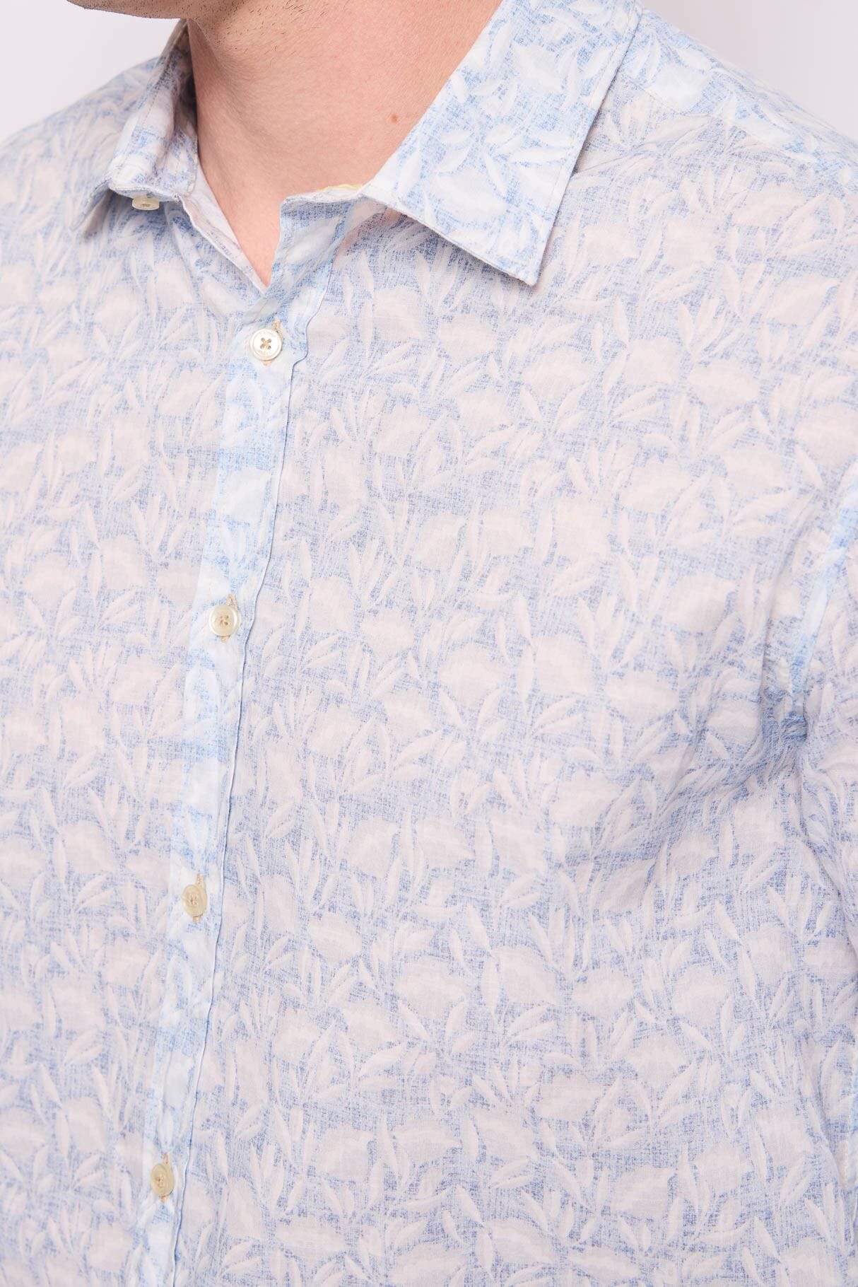Gaudi - Italiano LS Shirt - White/Light Blue Flower
