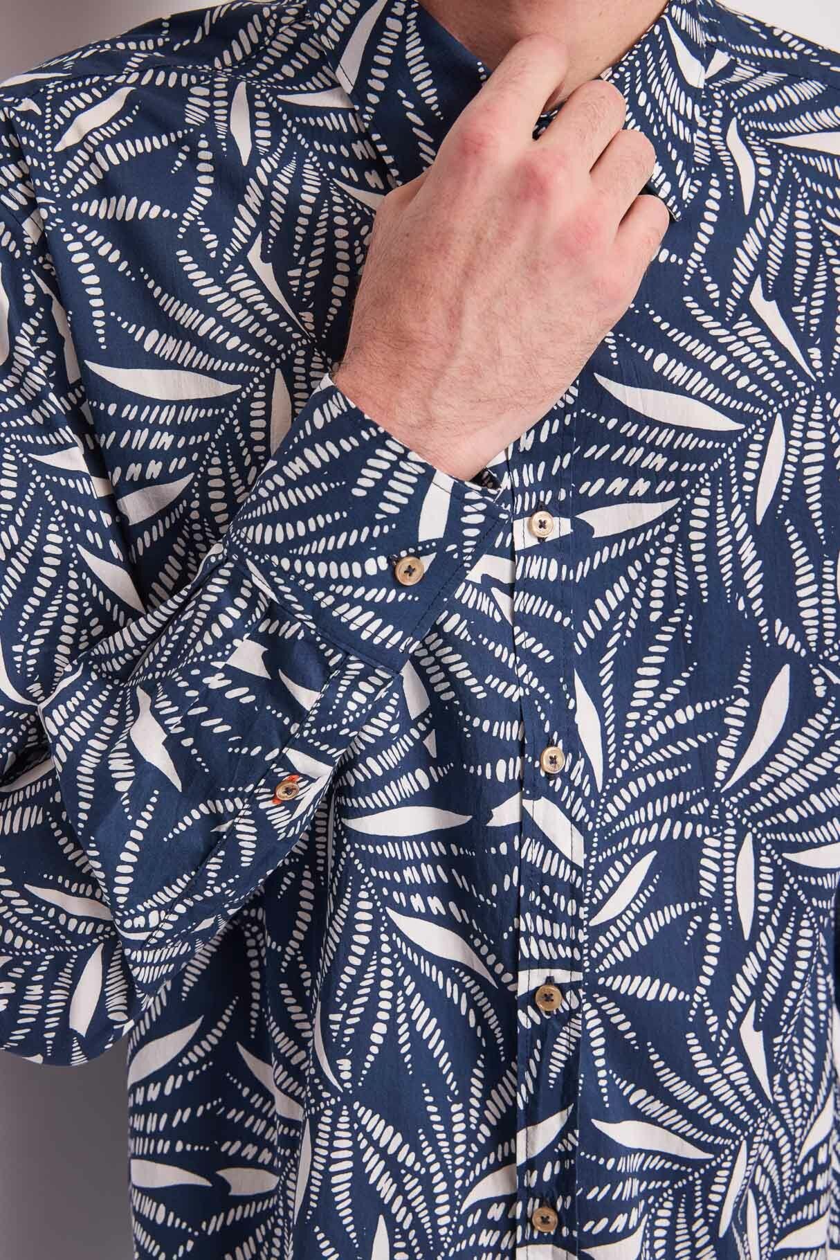 Gaudi - Italiano LS Shirt - White/Navy Palm