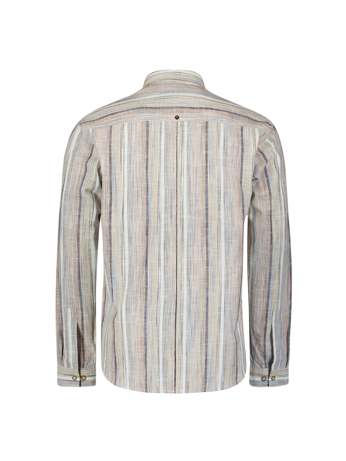No Excess - Slub Multi Coloured Stripes Shirt - Blue