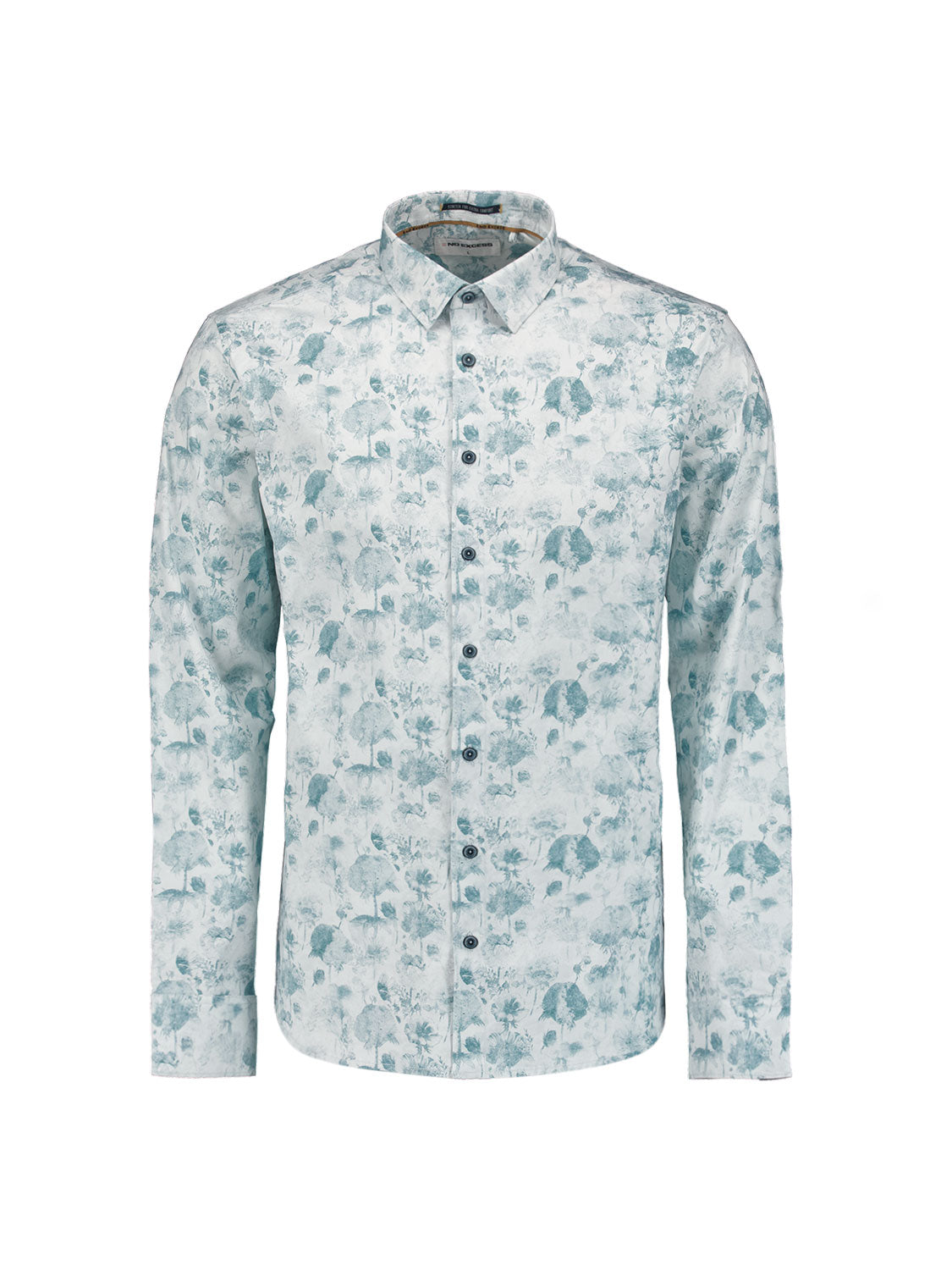 No Excess - Allover Printed Stretch Shirt - Chalk