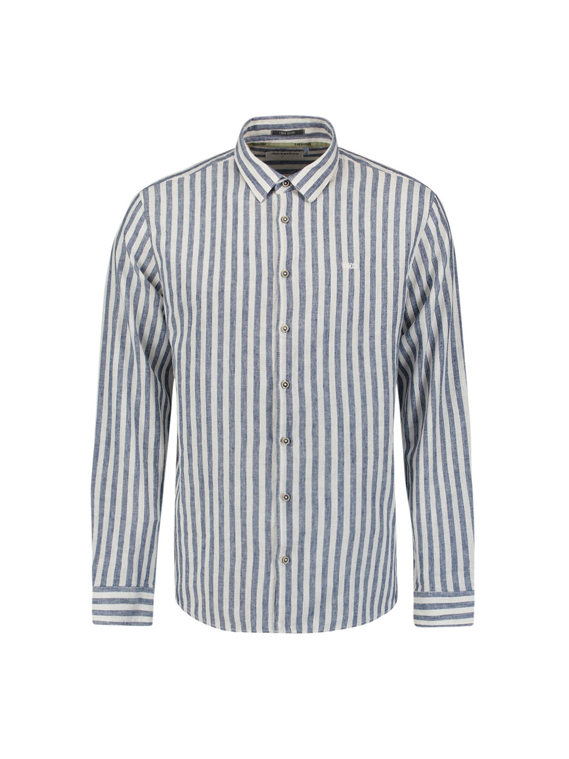 No Excess - Vertical Big Stripes Shirt - Indigo Blue