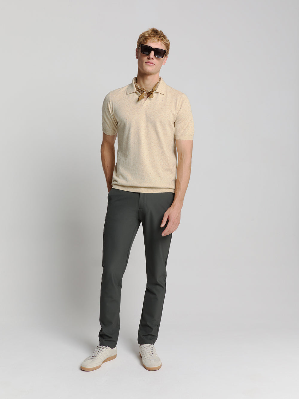 No Excess - Cotton Linen SS Polo - Sand