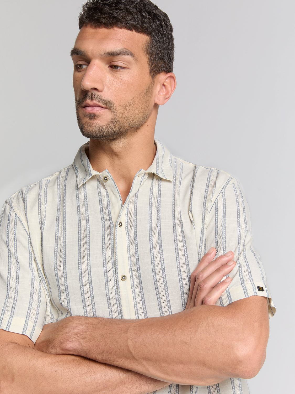 No Excess - Multi Weave SS Shirt - Off White