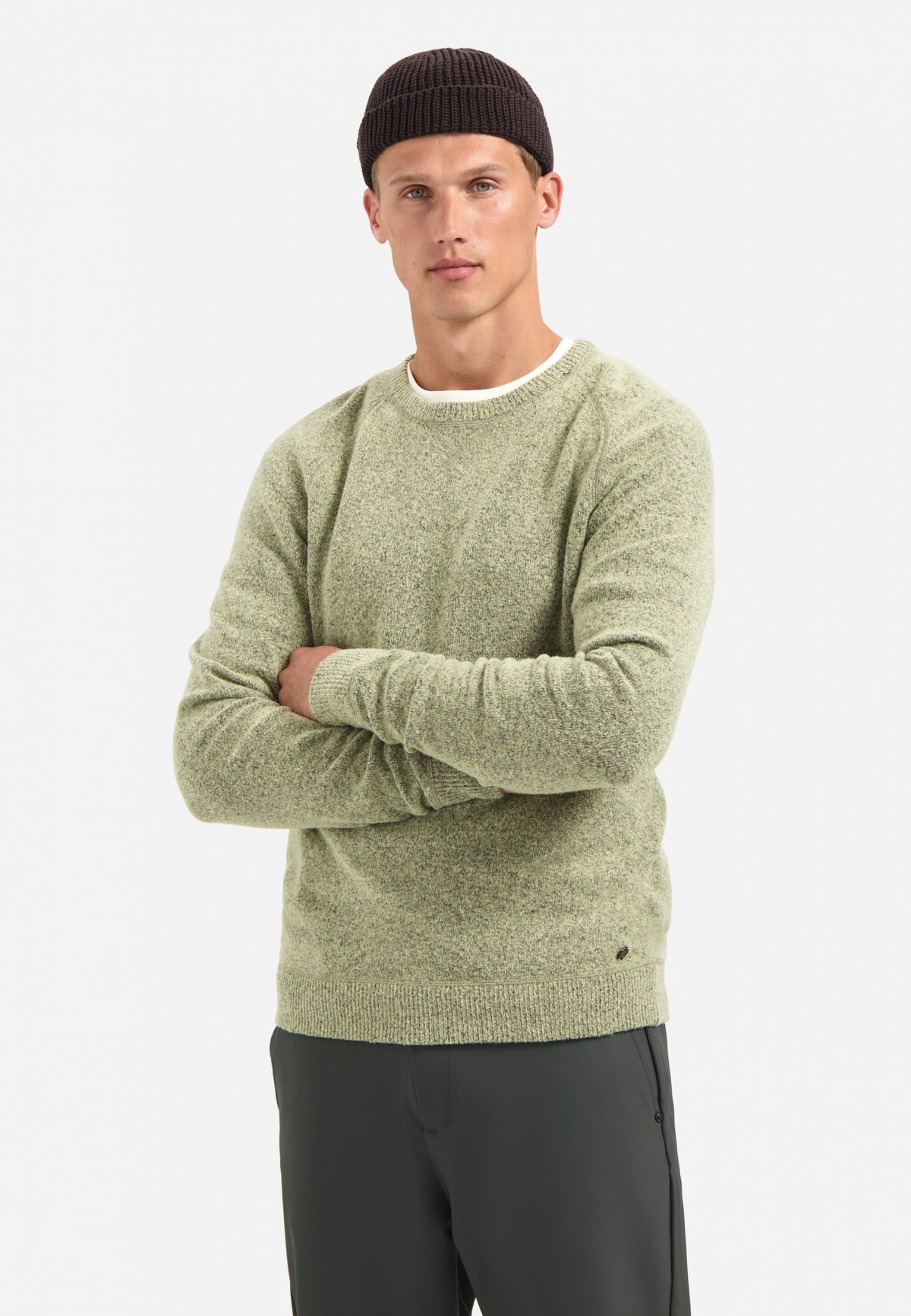 No Excess - Melange Crewneck Pullover - Light Moss