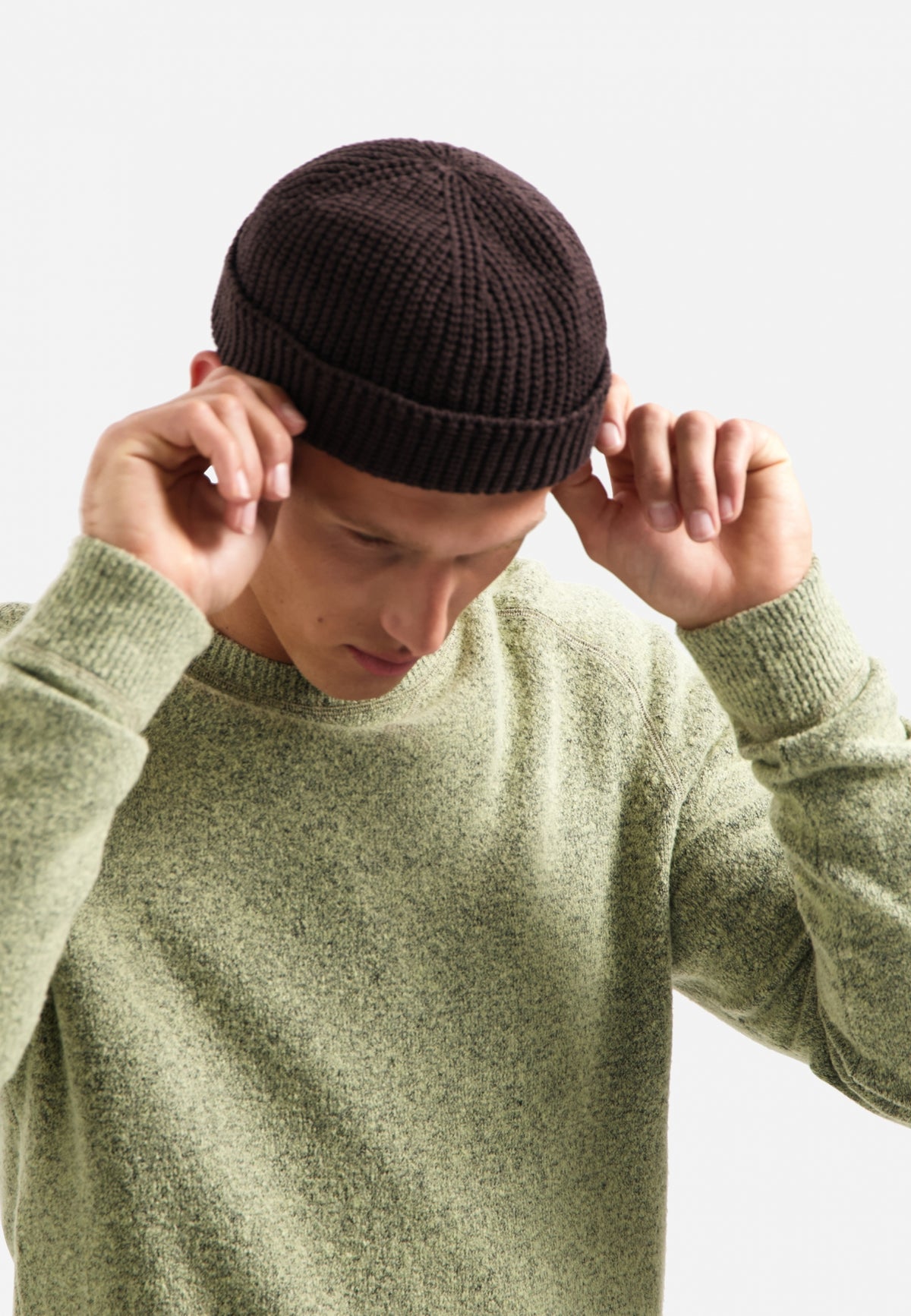 No Excess - Melange Crewneck Pullover - Light Moss