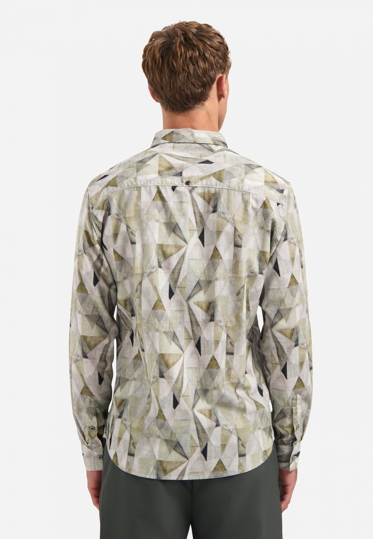 No Excess - Prism Print Cord LS Shirt - Light Moss