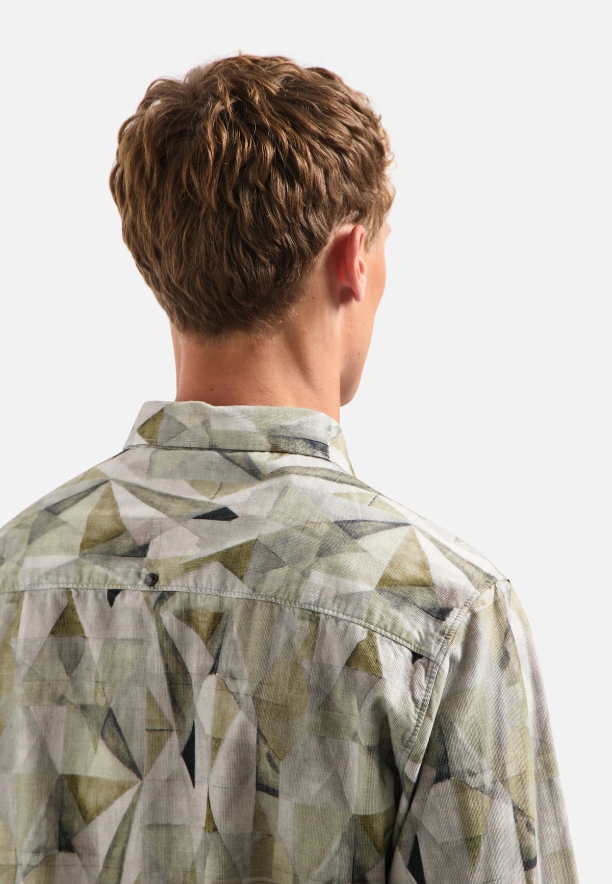 No Excess - Prism Print Cord LS Shirt - Light Moss