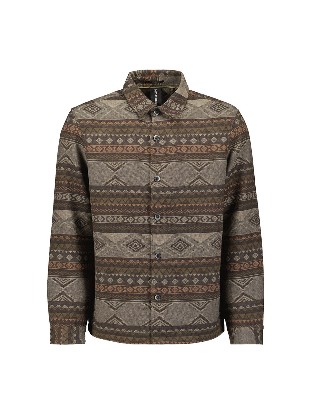 No Excess - Jacquard Pattern Overshirt - Taupe