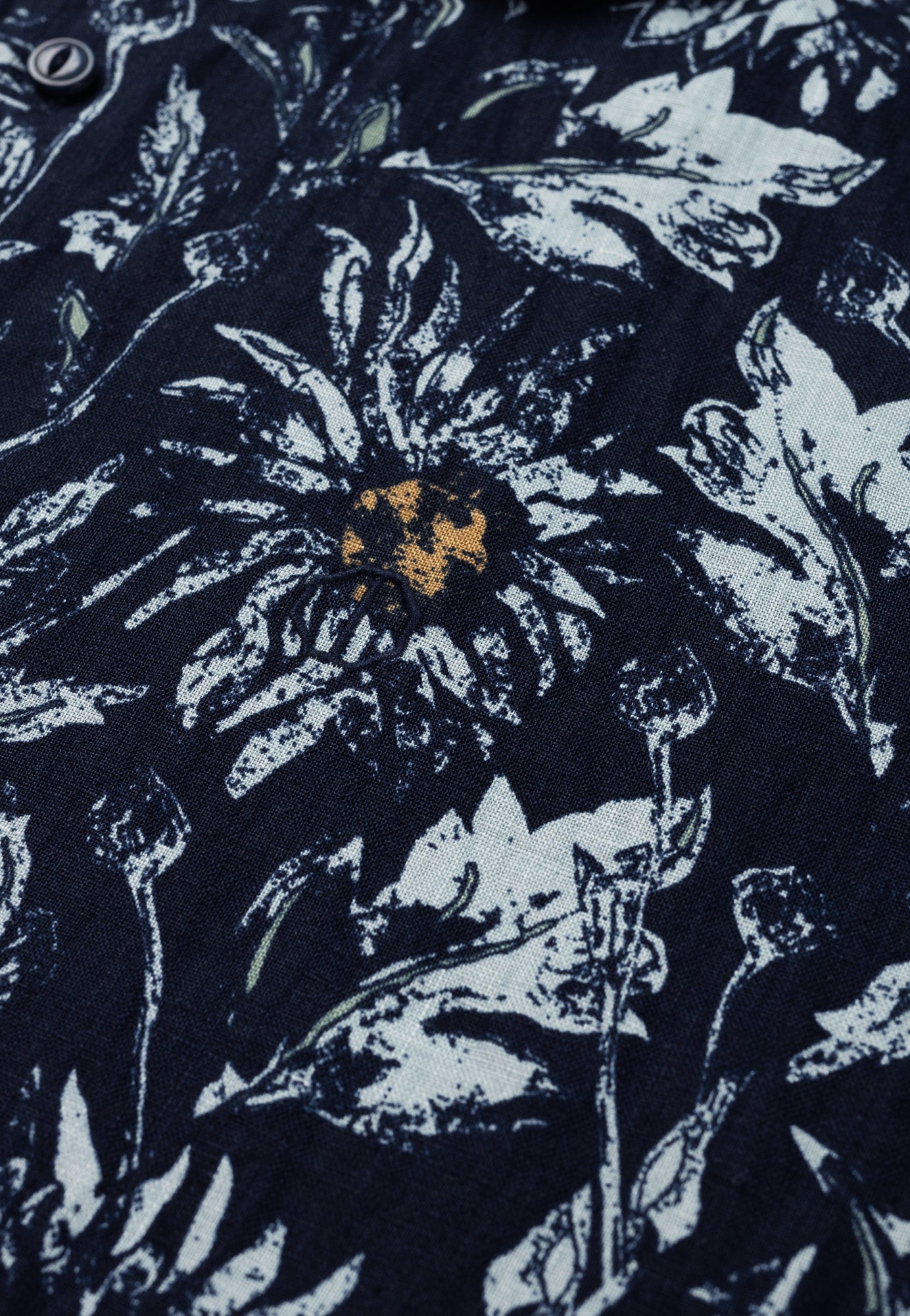 Dstrezzed - Painted Flower Linen Shirt - Dark Navy