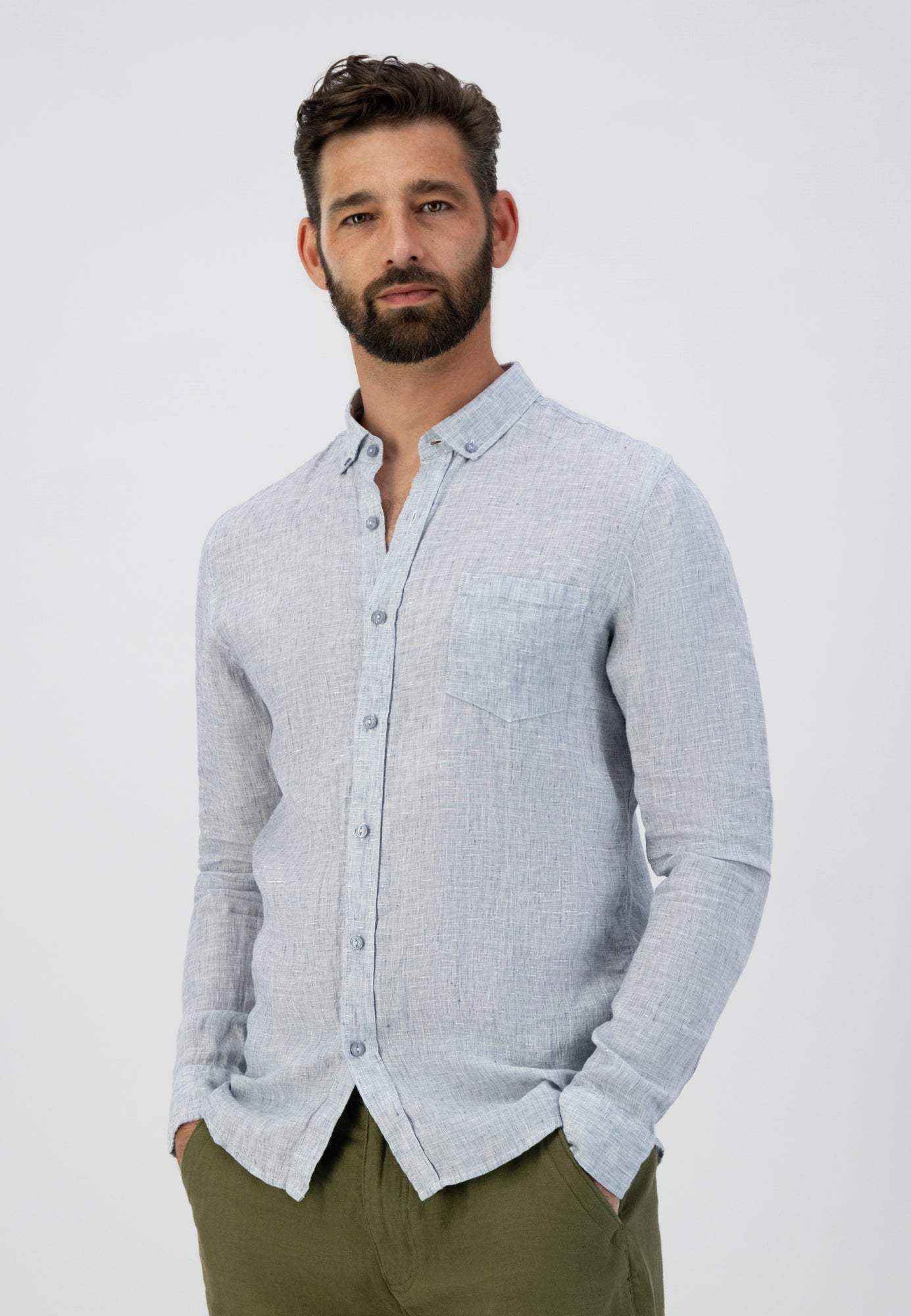 Dstrezzed - Linen Melange Shirt - Moonlight Blue