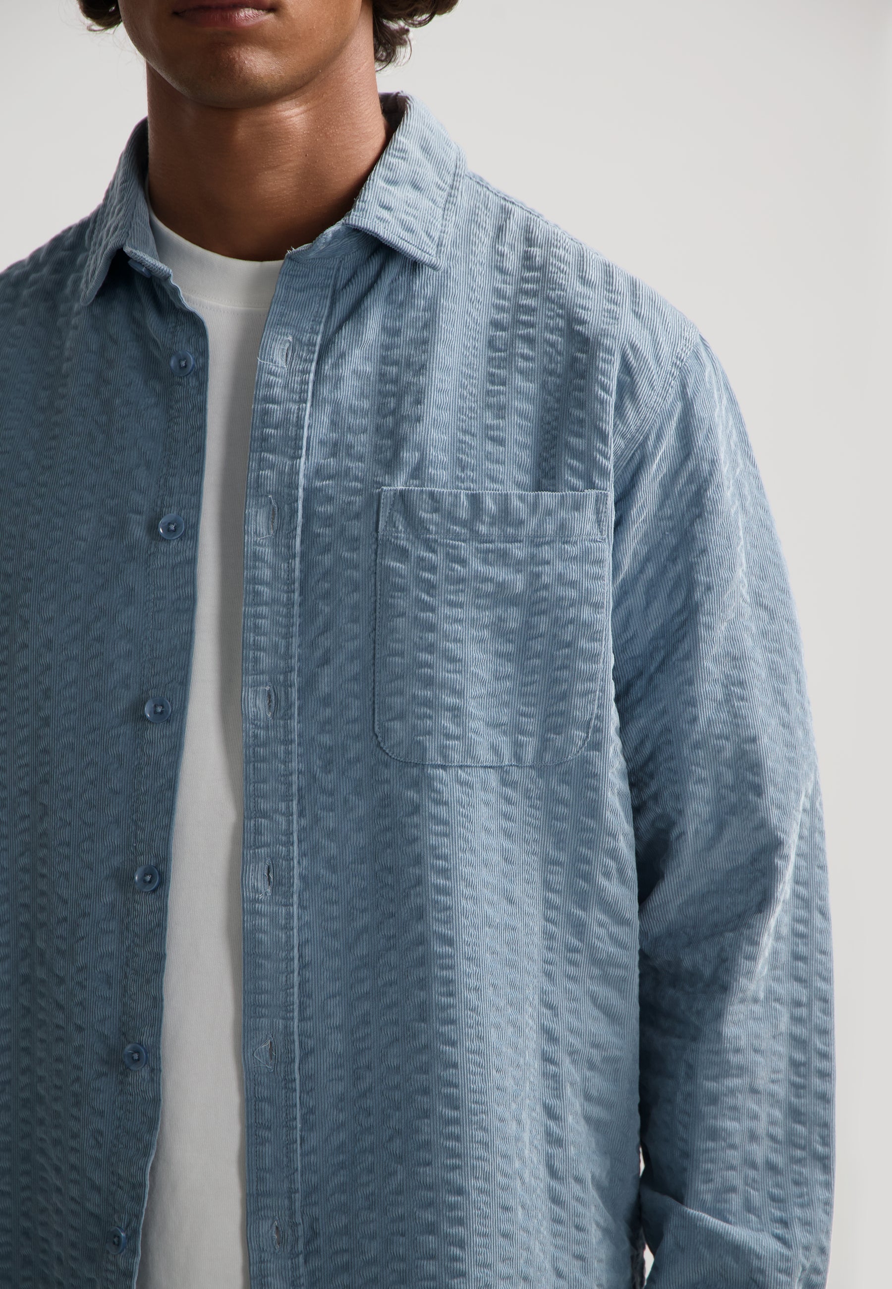 Dstrezzed - Patric Seersucker Ribcord Shirt - Mist Blue