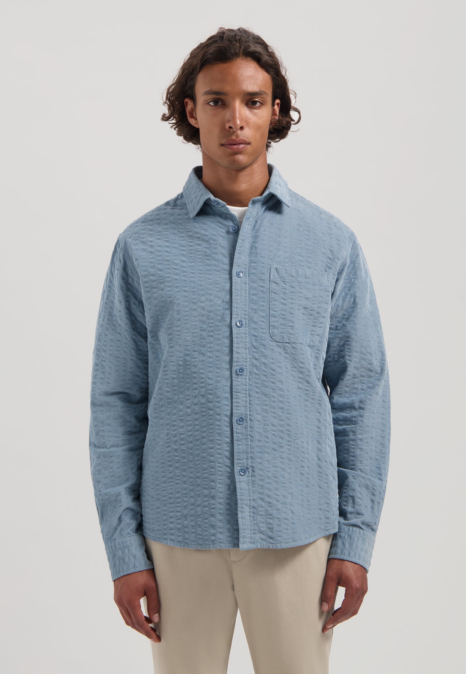 Dstrezzed - Patric Seersucker Ribcord Shirt - Mist Blue